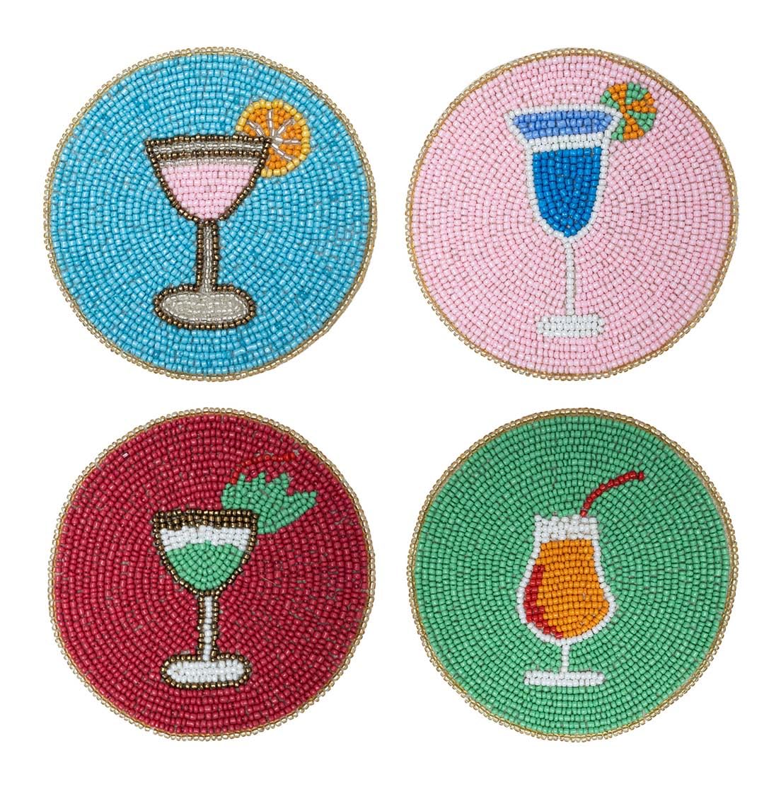 Set of 4 Decorative Coasters for Drinks or Coffee Table â€?Cute Cocktail Coasters, 4" Square Decorative Coaster Set for Table Decorations