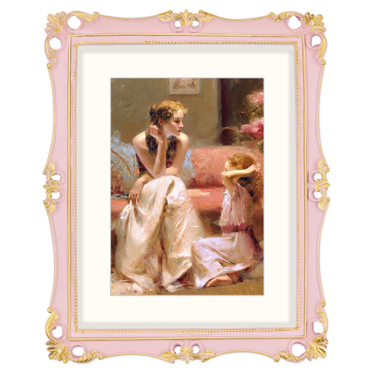 Picture Frame Antique Frame 8x10 Vintage Photo Frames 11 x 4 in with Gold Trim, Wall and Tabletop Picture Frames