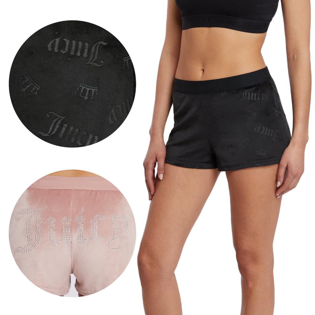 Juicy Couture Velvet Fleece Shorts 2 Piece Designer Pajama Set for Women, 2-Pack Sleep and Lounge Shorts