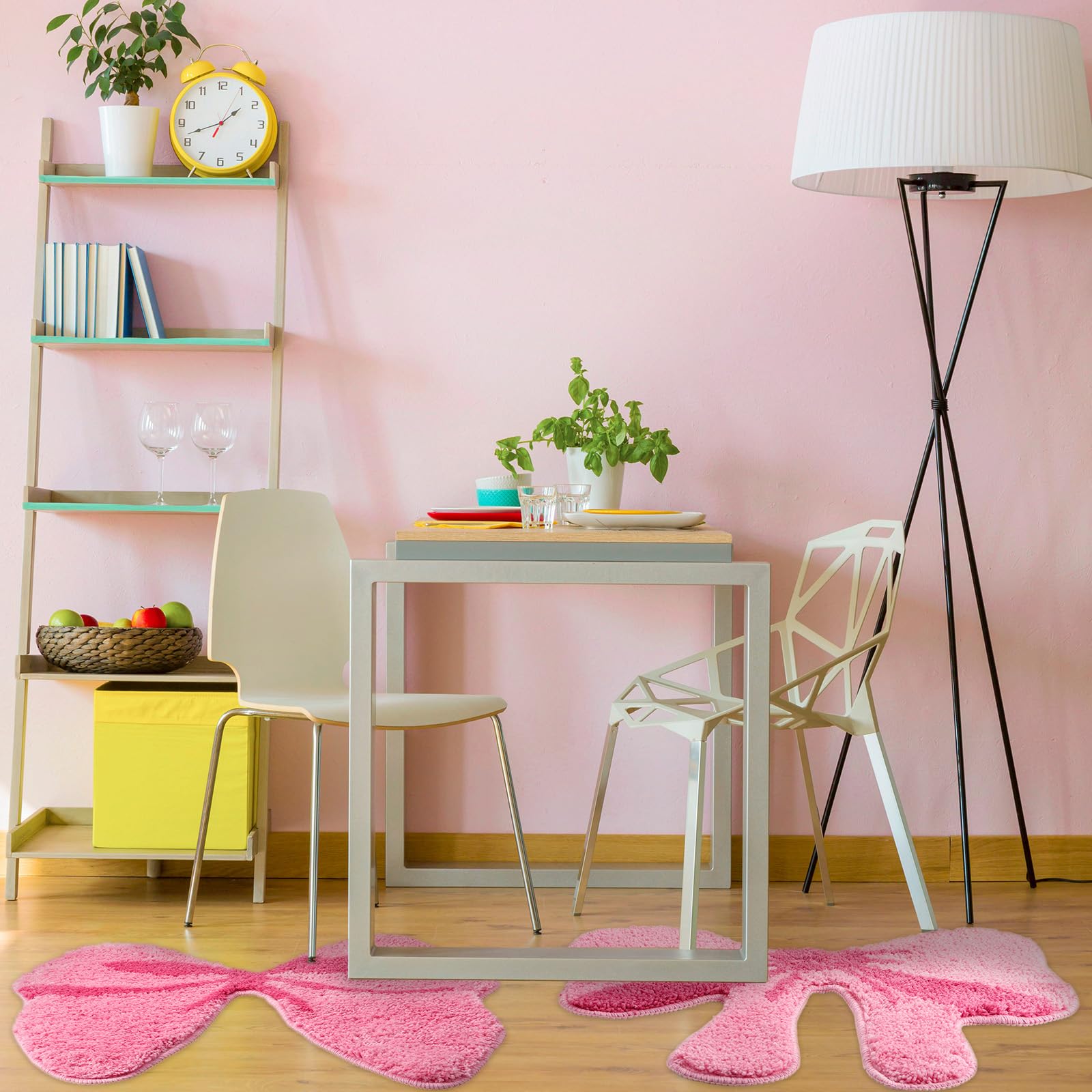 Pink Bow Bathroom Rugs Coquette Preppy Cute Bow Shaped Bath Mats Home Decor Non Slip Soft Plush Absorbent Washable Carpet, 19. 7" x 18. 5" 2 Pcs