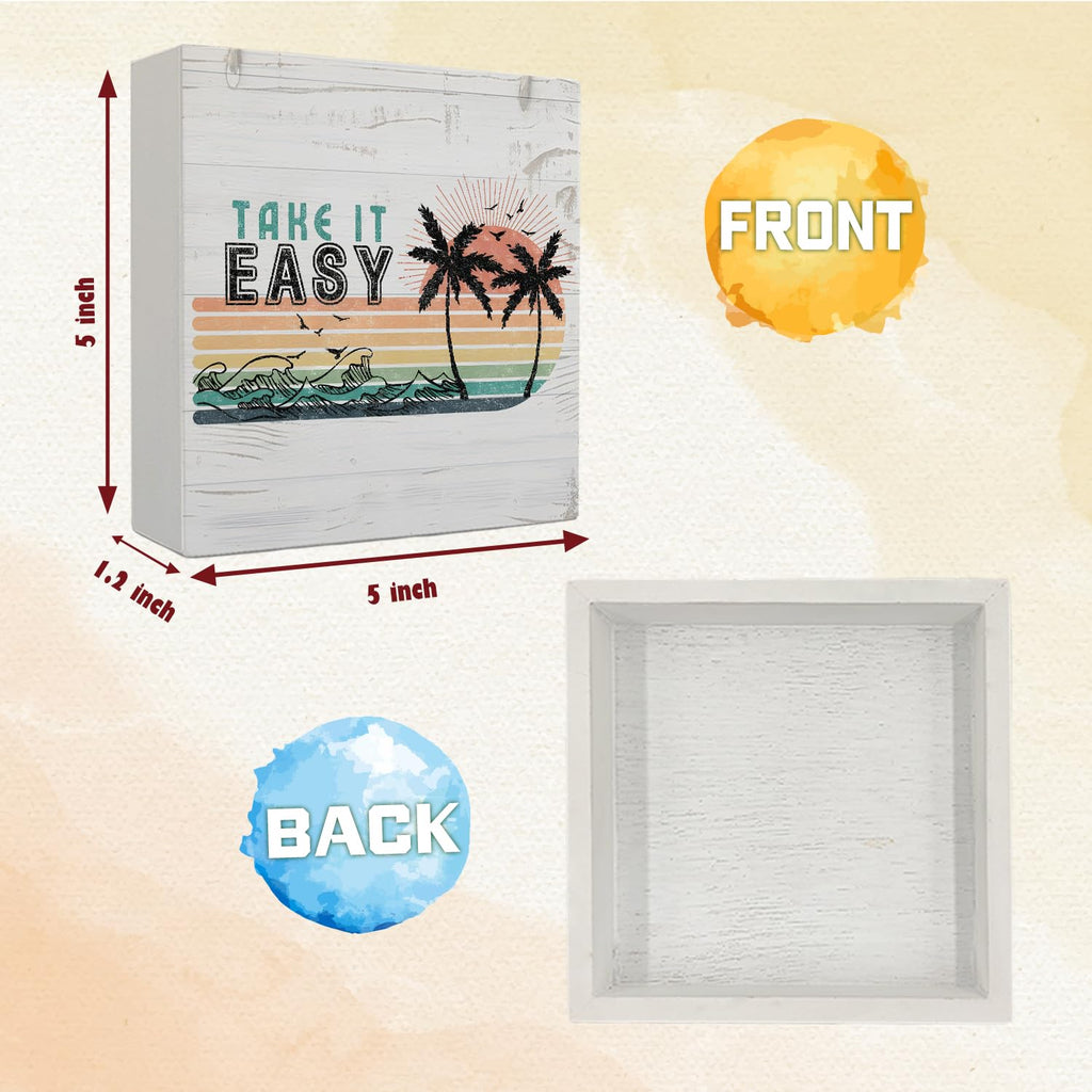 Coquette Pink Bow Champagne Wooden Box Sign, 5x5 Inch