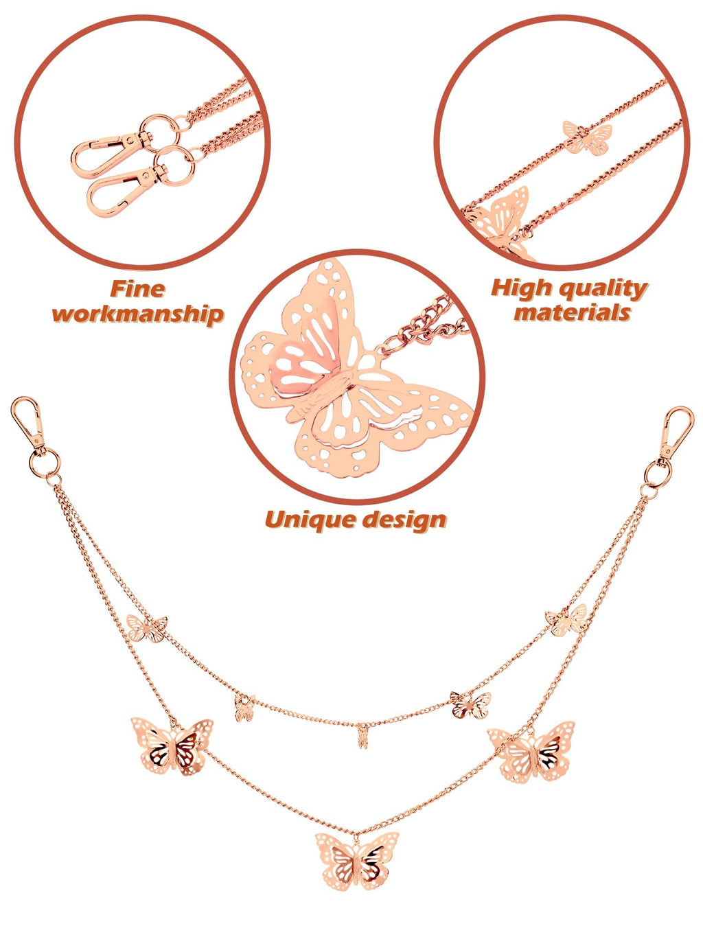 Multi-Layer Chain Belt â€?5-Piece Hip Hop Metal Wallet Chains for Jeans & Pants