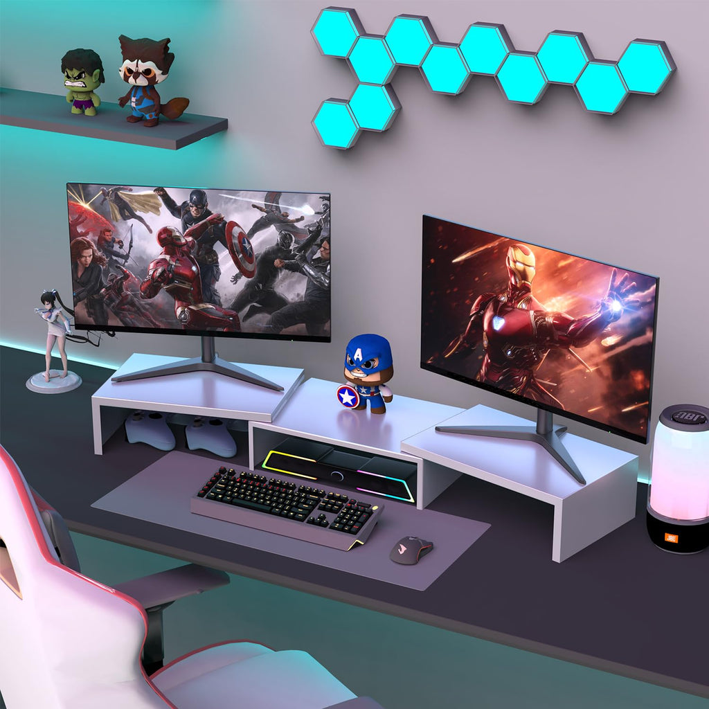 Dual Monitor Stand for Desk, Metal Monitor Riser, Office Supplies and Accessories