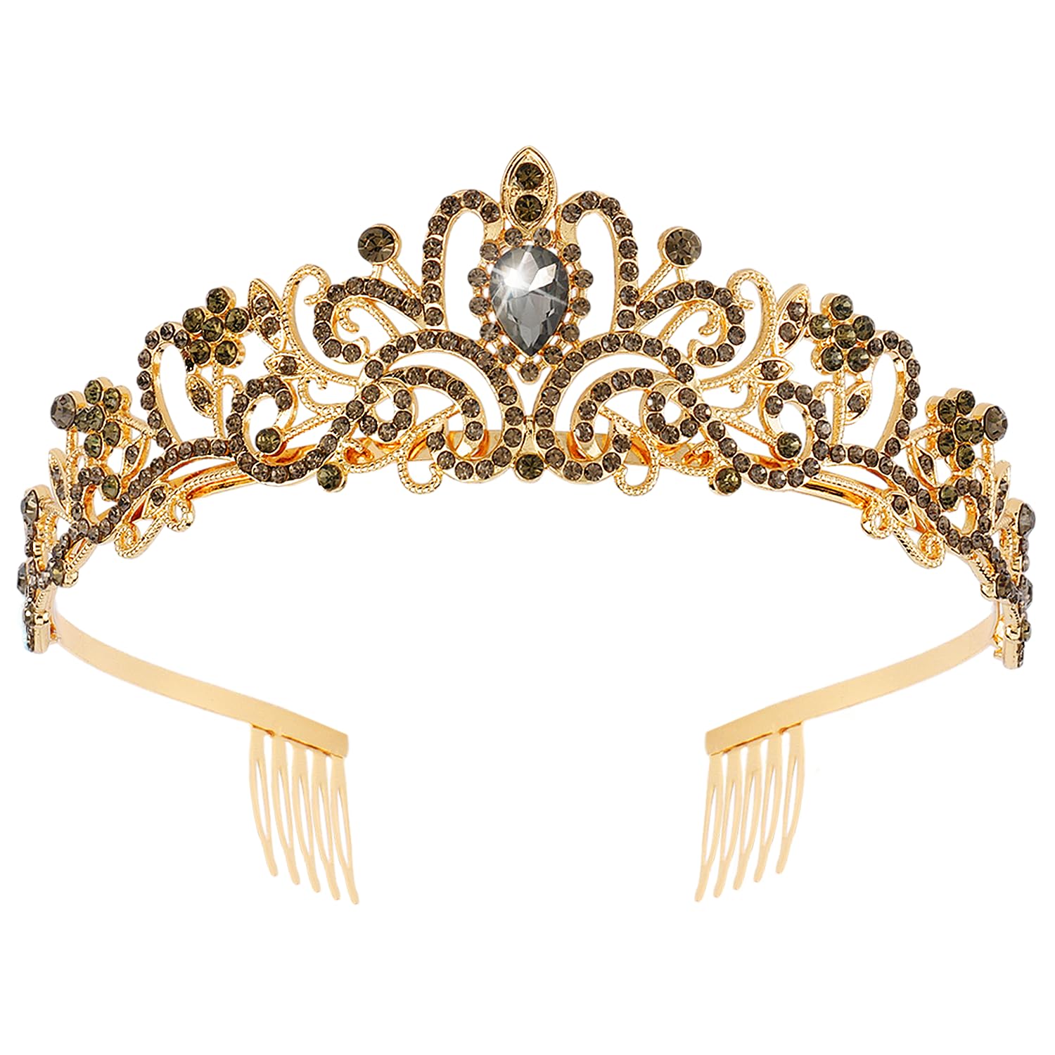 Princess Crystal Tiara Crown Headband Elegant Crown With Combs