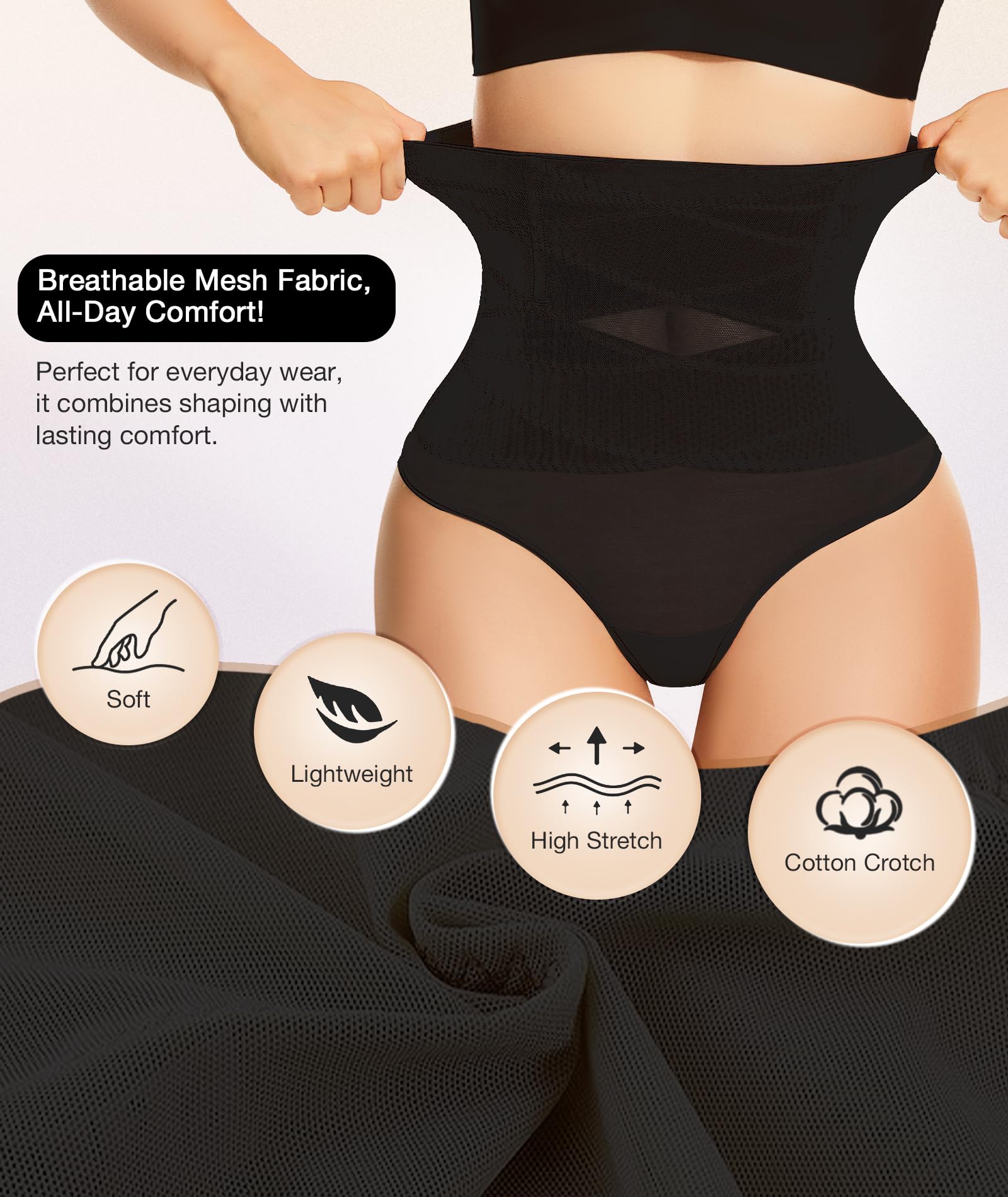 Thong Shapewear Tummy Control Underwear for Women High Waisted Body Shaper Stomach Girdle Panties