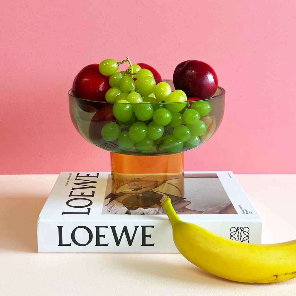 Green and Yellow Reversible Decorative Glass Bowl