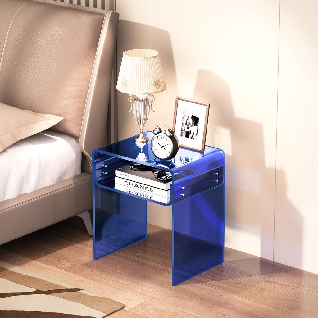 Clear Acrylic End Table 2-Tier Bedside nightstand