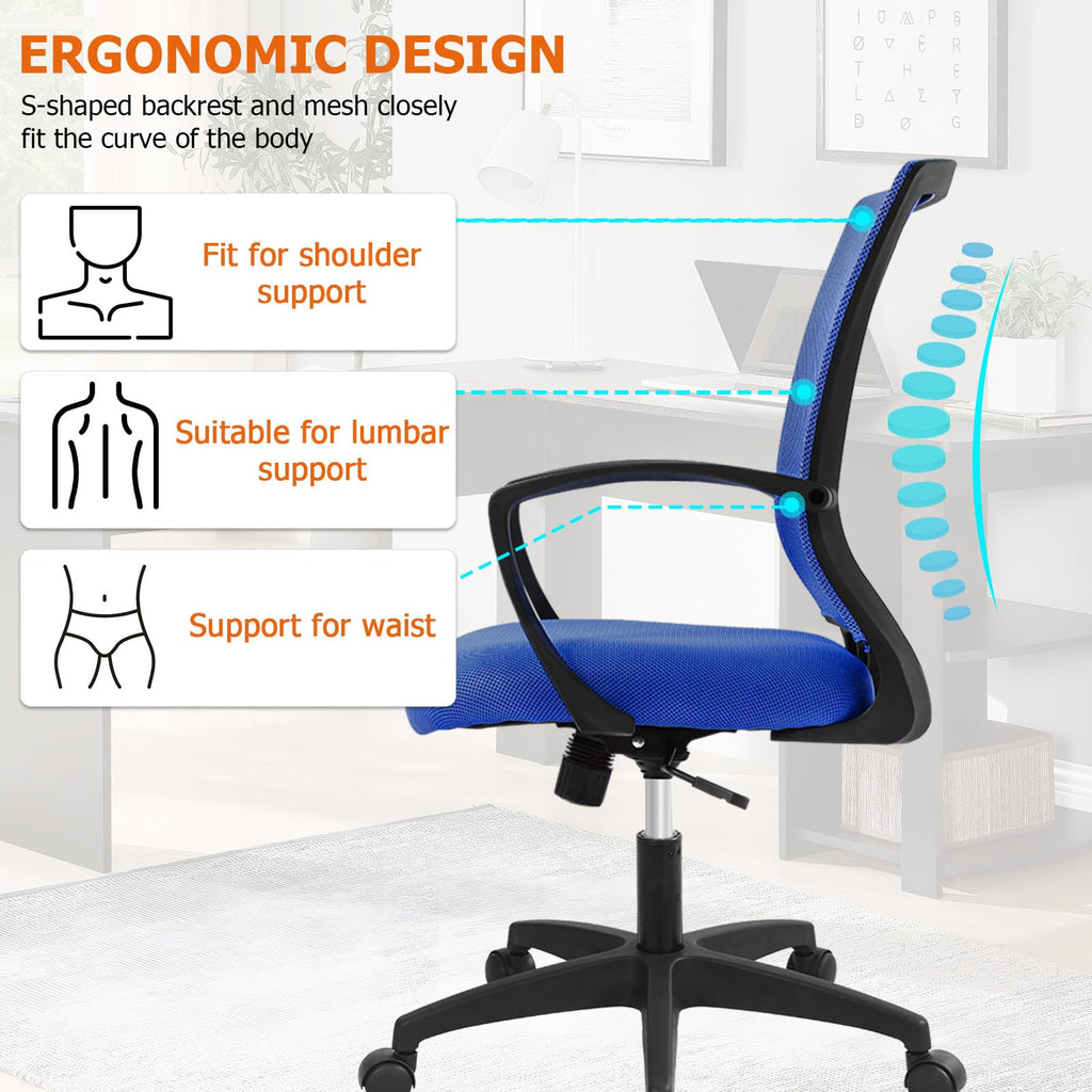 Mesh Desk Chair Ergonomic Computer Chair with Lumbar Support Armrest Mid Back 360 Degree Rolling Swivel Adjustable Height