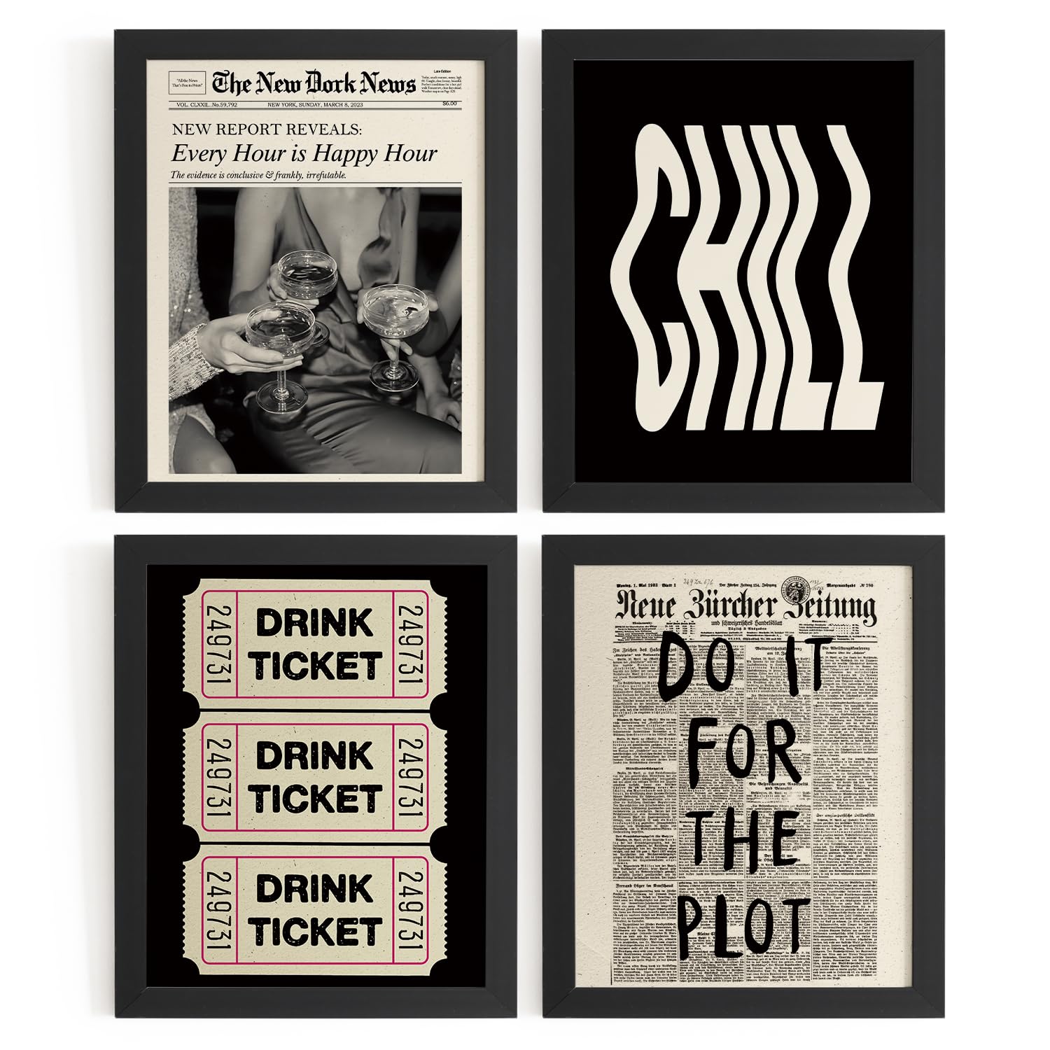 Trendy Leopard Wall Art Prints Set of 4 Funky Lucky 8 Ball Posters Prints Preppy Room Aesthetic Cheetah Wall Decor for Girls Room Dorm Apartment 8x10 Unframed