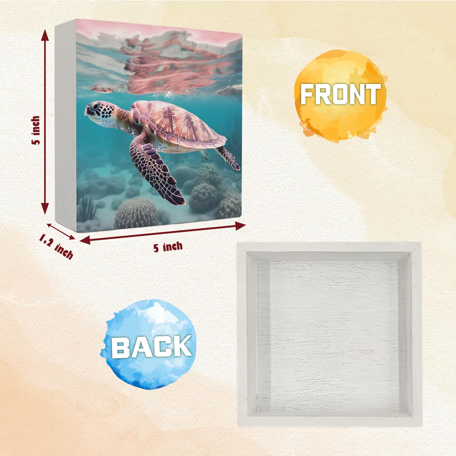 Coquette Pink Bow Champagne Wooden Box Sign, 5x5 Inch