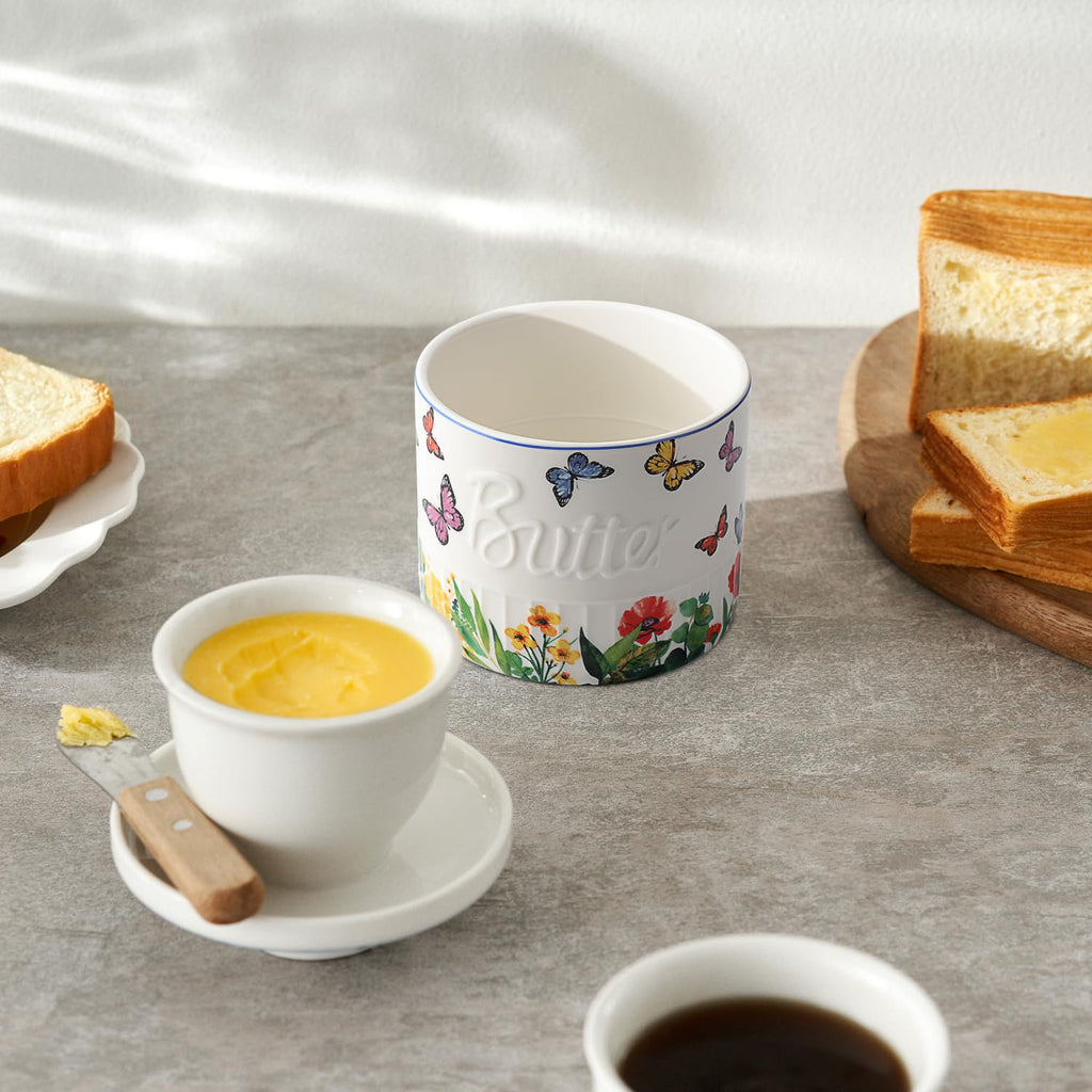 Toptier Ceramic French Butter Keeper with Water Line â€?Countertop Crock for Soft, Spreadable Butter