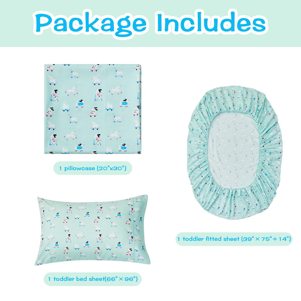 Printed Kids Sheet Set Twin Size, 3 Pcs Breathable & Silky Soft Microfiber - Kids Fitted Sheet,Kids Bed Sheets with 15" Deep Pocket