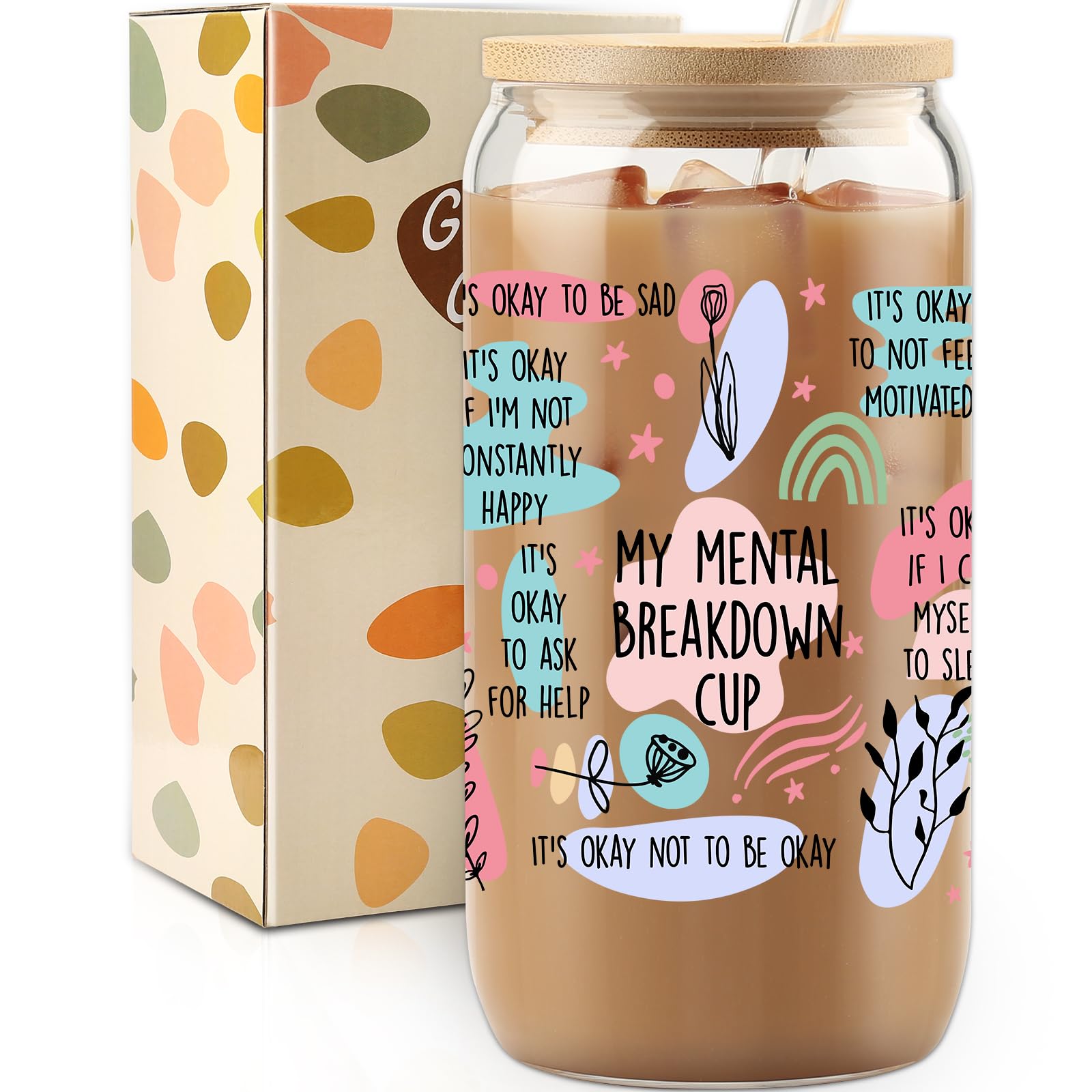 Cherry Bow Cup, Birthday Gifts for Women, Girly Gifts for Her, Sister, Mom, Colleague - 16 OZ Glass Tumbler with Straw & Lid, Coquette Iced Cup