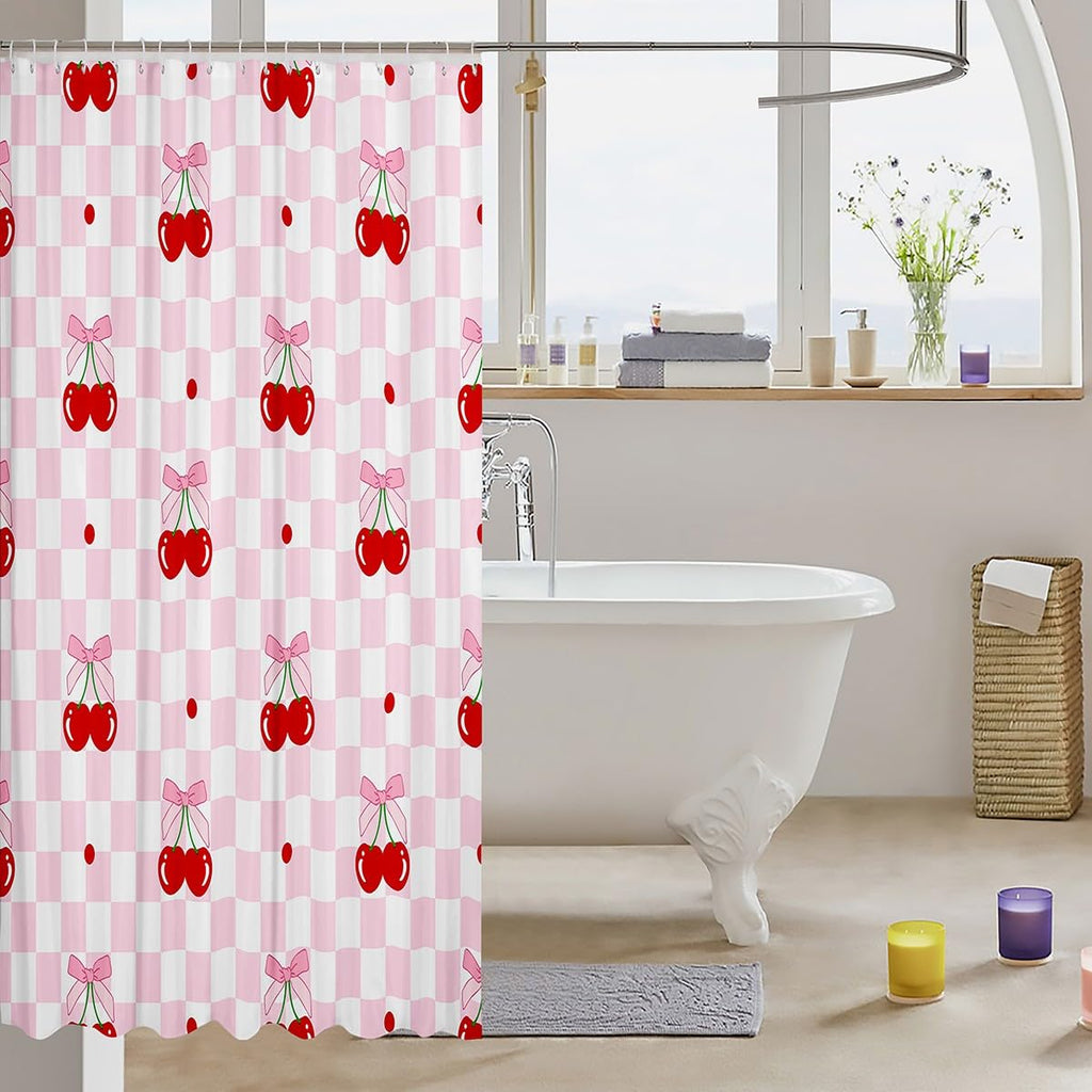 Cute Bathroom Curtains -  Waterproof Curtains, 12 Hooks Suits