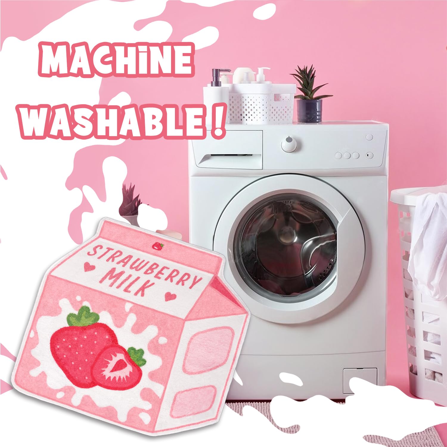 Cute Fruit Milk Rug Non-Slip Soft Washable Funny Irregular Shaped Bath Mat for Bathroom, Bedroom Living Room, 25.6"x27.5"