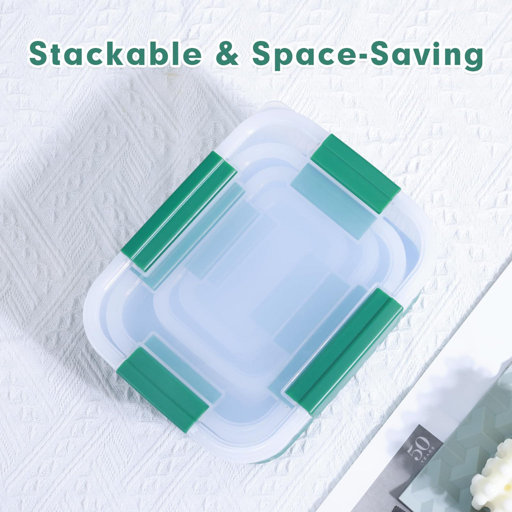 Plastic Food Storage Containers with Leakproof Locking Lids, Stackable Airtight Storage Containers BPA-Free & Freezer Safe, Non-slip Base, Set of 4 Pieces