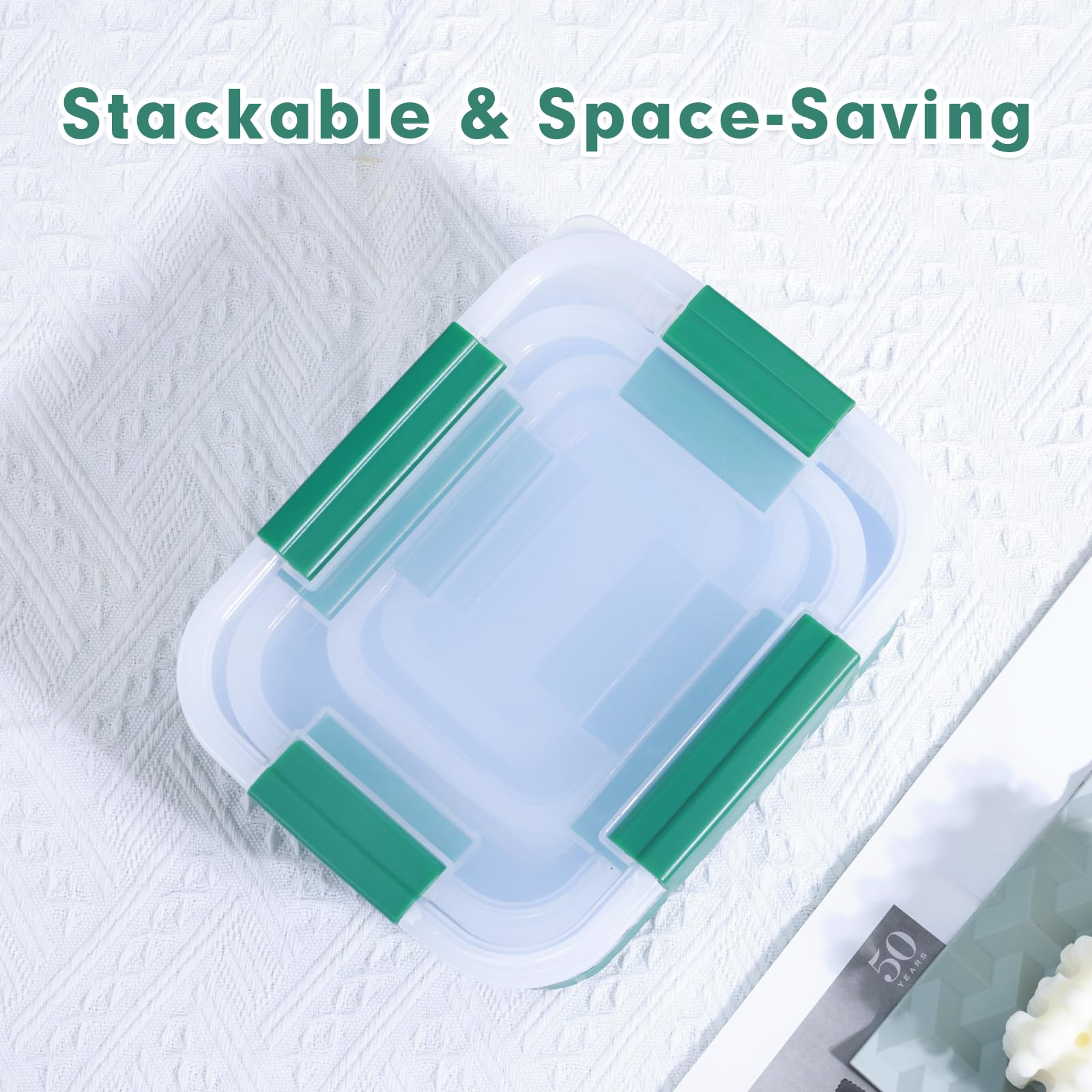Plastic Food Storage Containers with Leakproof Locking Lids, Stackable Airtight Storage Containers BPA-Free & Freezer Safe, Non-slip Base, Set of 4 Pieces