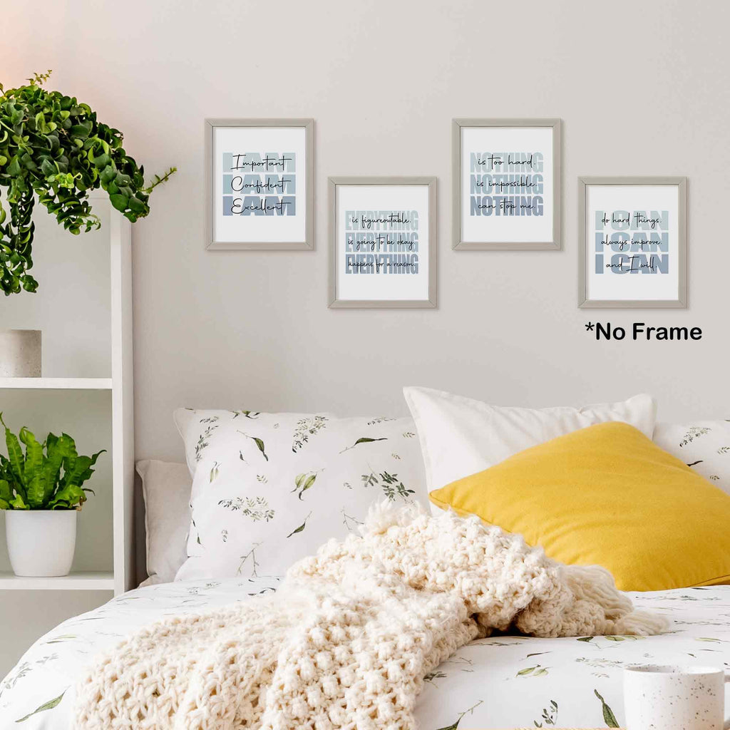 Set of 4 Inspirational Posters â€?Motivational Wall Art for Teen Girls & Women (8x10)