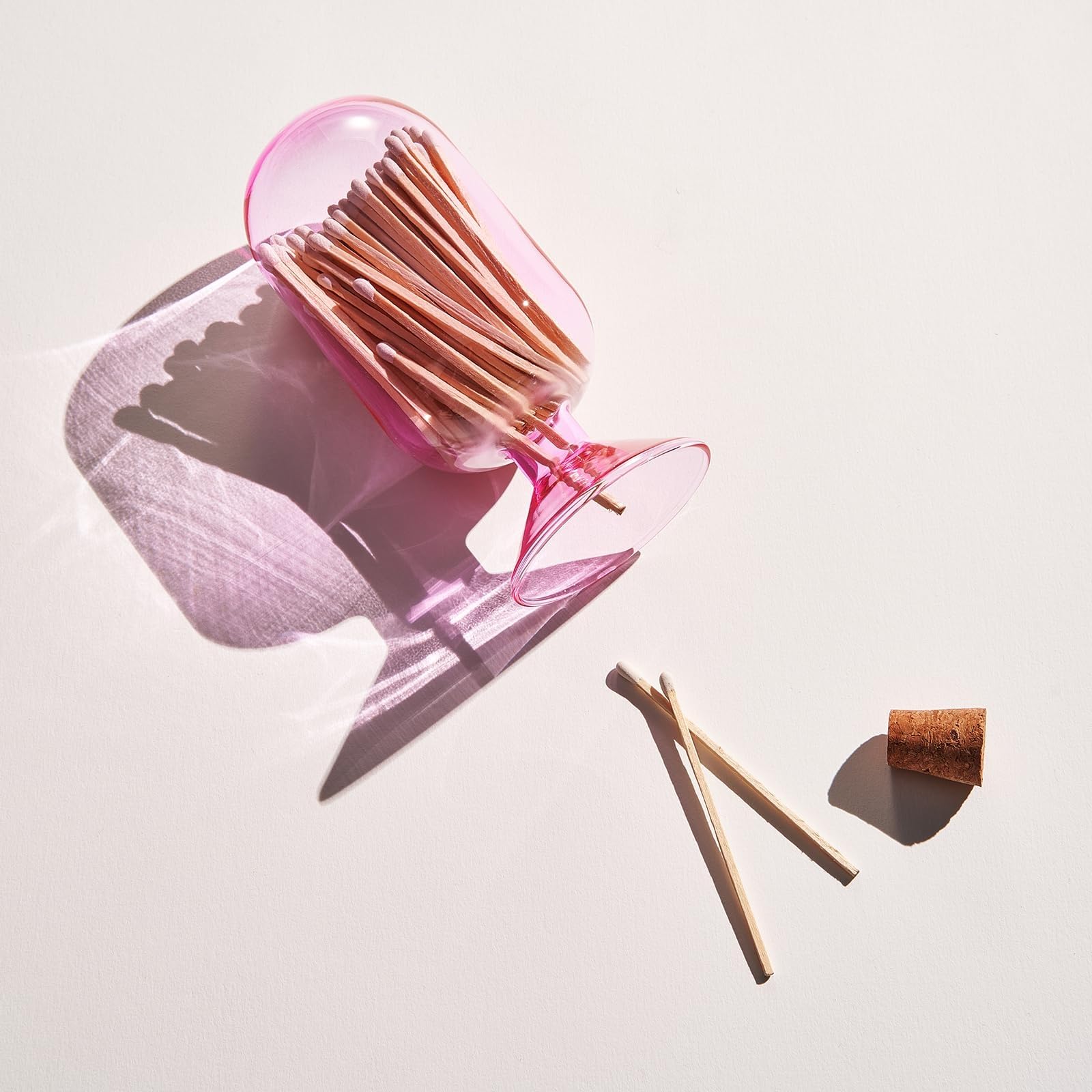 Includes 100 Match Sticks Glass Match Cloche with Striker - with Cork Stopper - 6.7" H X 3"