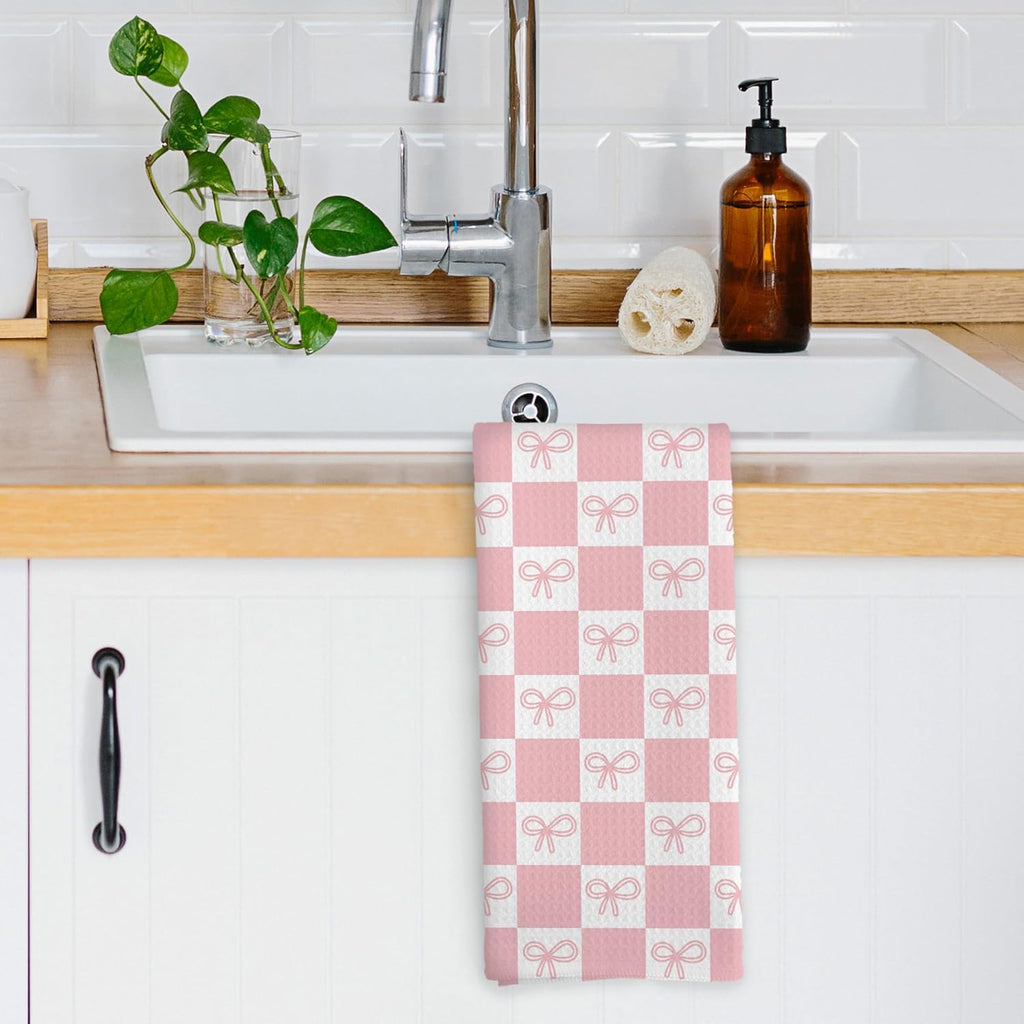 Coquette Pink Bow Girls Gifts Kitchen Dish Towels - Bathroom Decor, Trendy Hand Towels Kitchen Tea Towels Decorations, 16x24inch