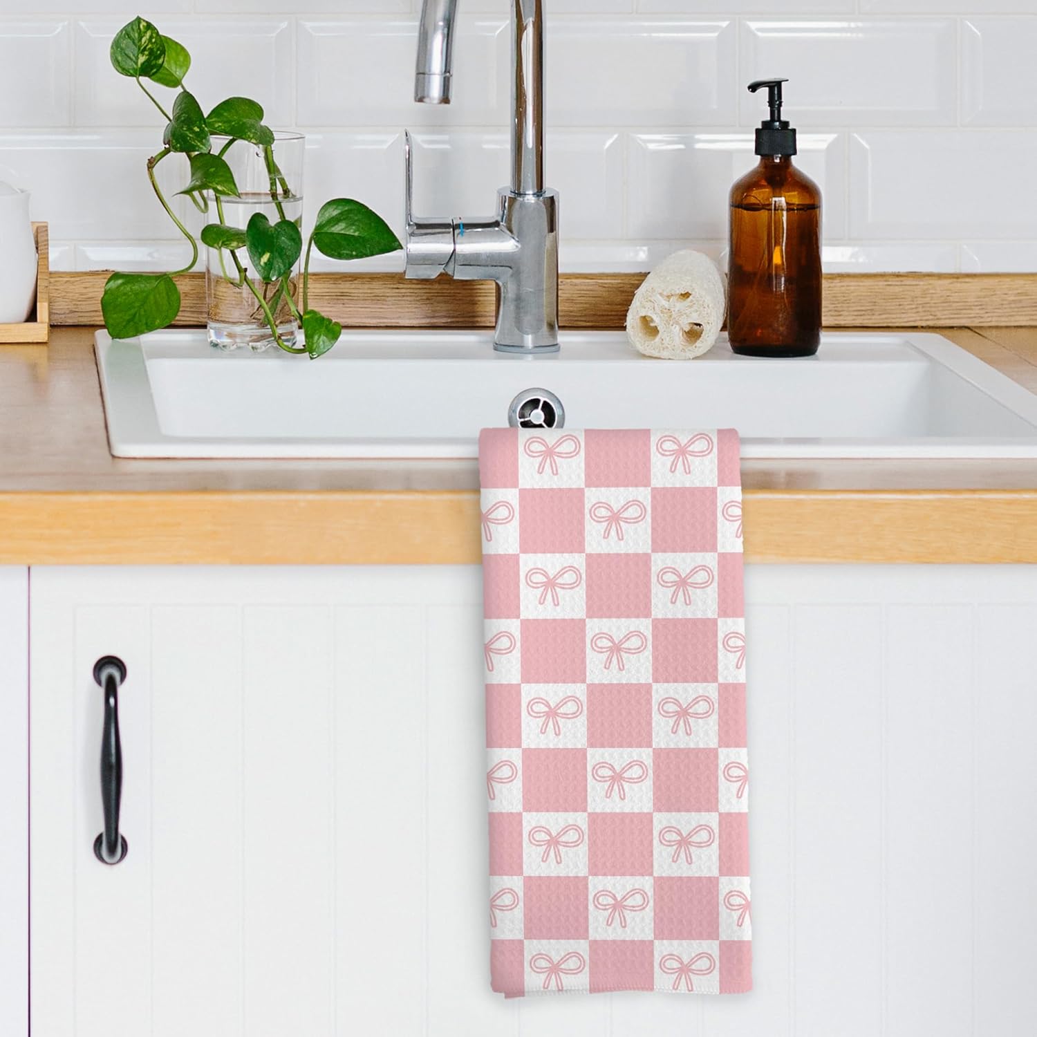 Coquette Pink Bow Girls Gifts Kitchen Dish Towels - Bathroom Decor, Trendy Hand Towels Kitchen Tea Towels Decorations, 16x24inch