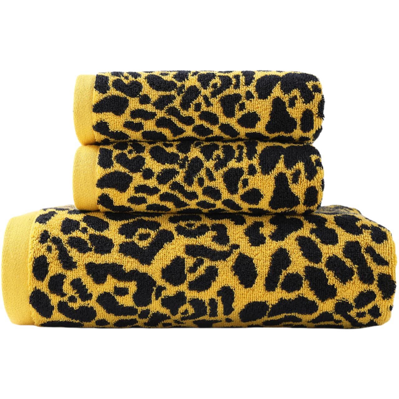 Premium 3 Piece Leopard Bath Towel Set / 1 Bath Towel 1 Hand Towel 1 Washcloth, Quick-Drying, 100% Cotton