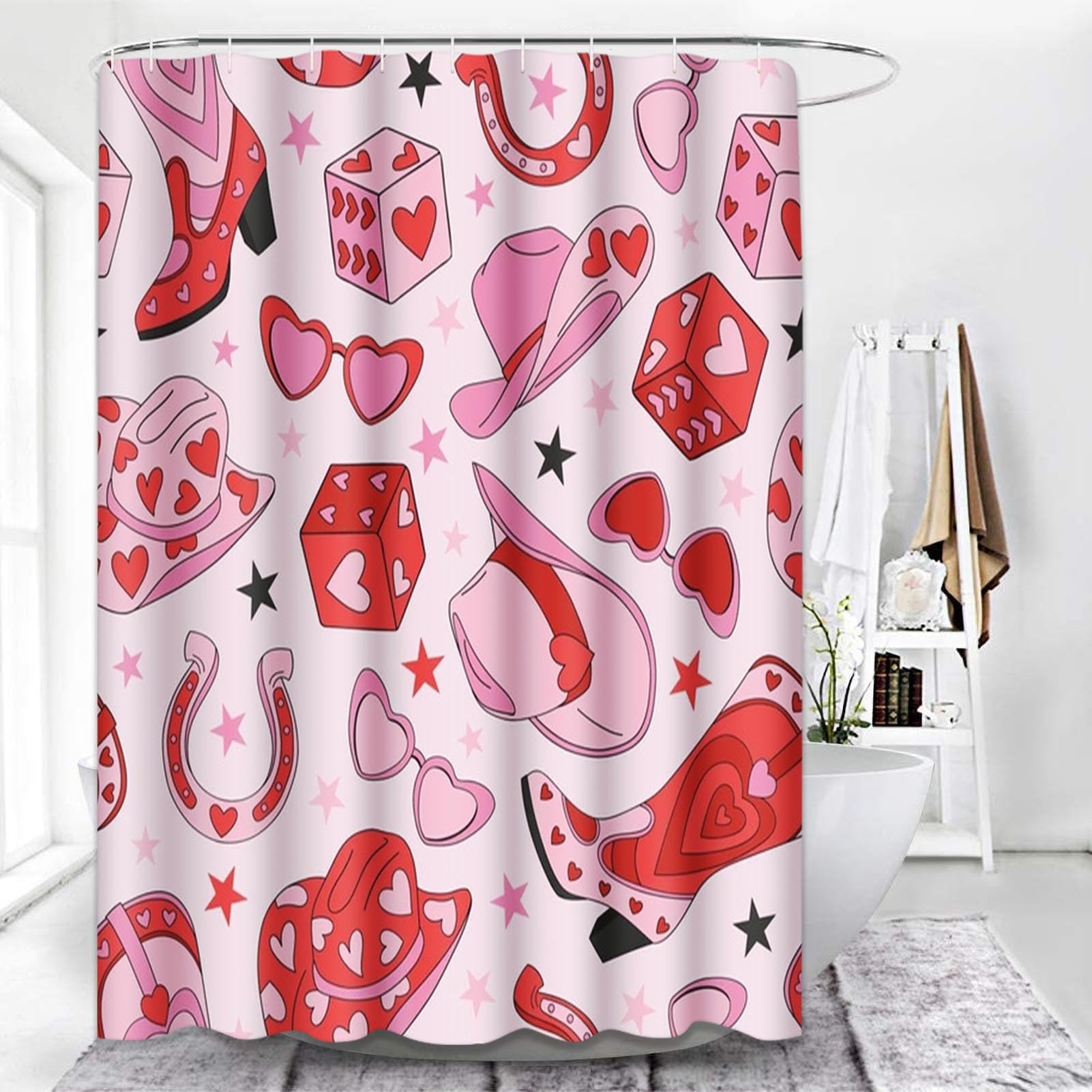 Vintage 4 Pcs Bathroom Sets with Shower Curtain and Rugs, Shower Curtain Sets for Bathroom Decor with 12 Hooks