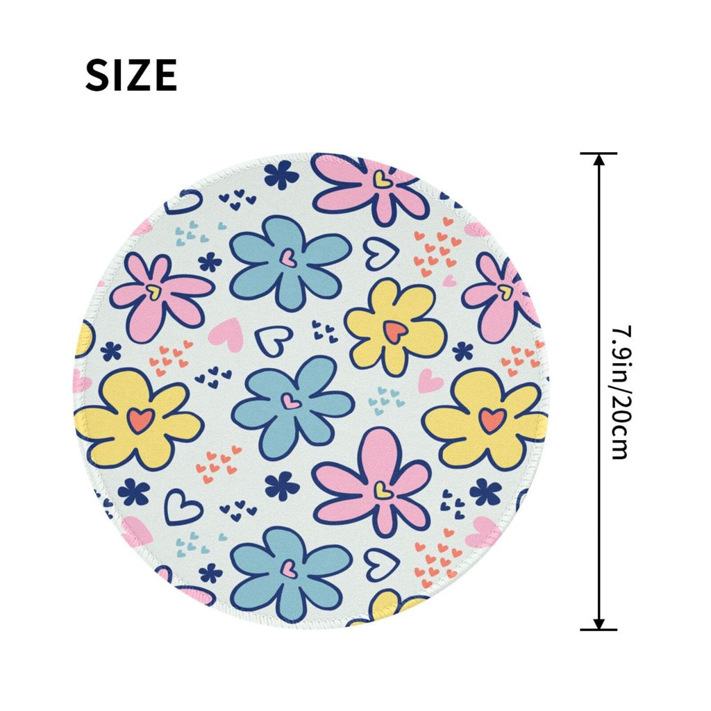 Round Mouse Pad Desk Top - Stitched Edges 8 X 8 Inch