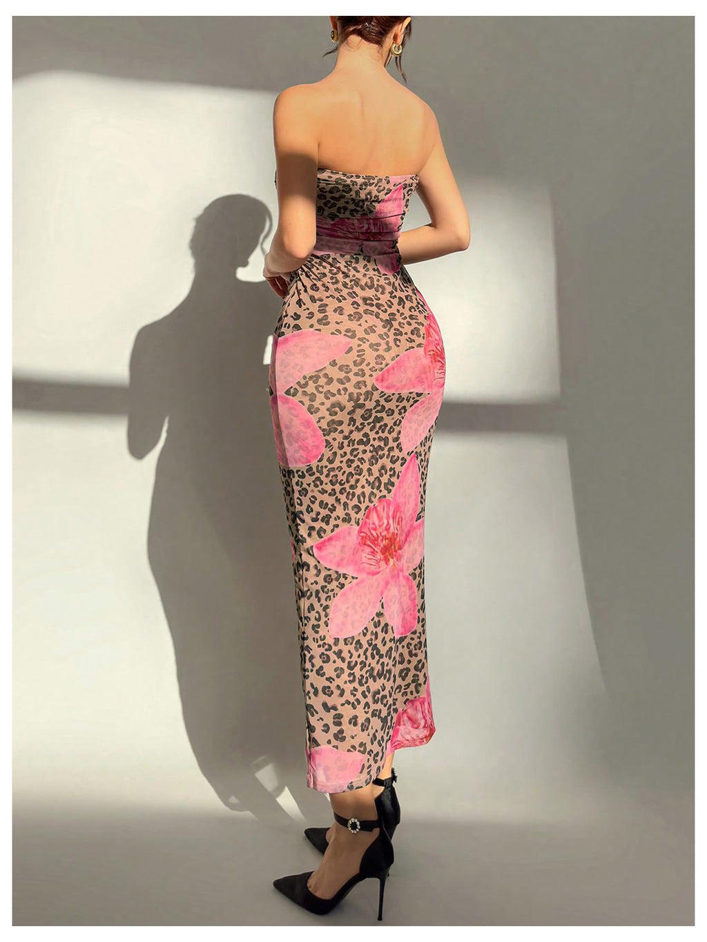 Women's Floral Strapless Bodycon Maxi Dress Summer Tube Top Dresses