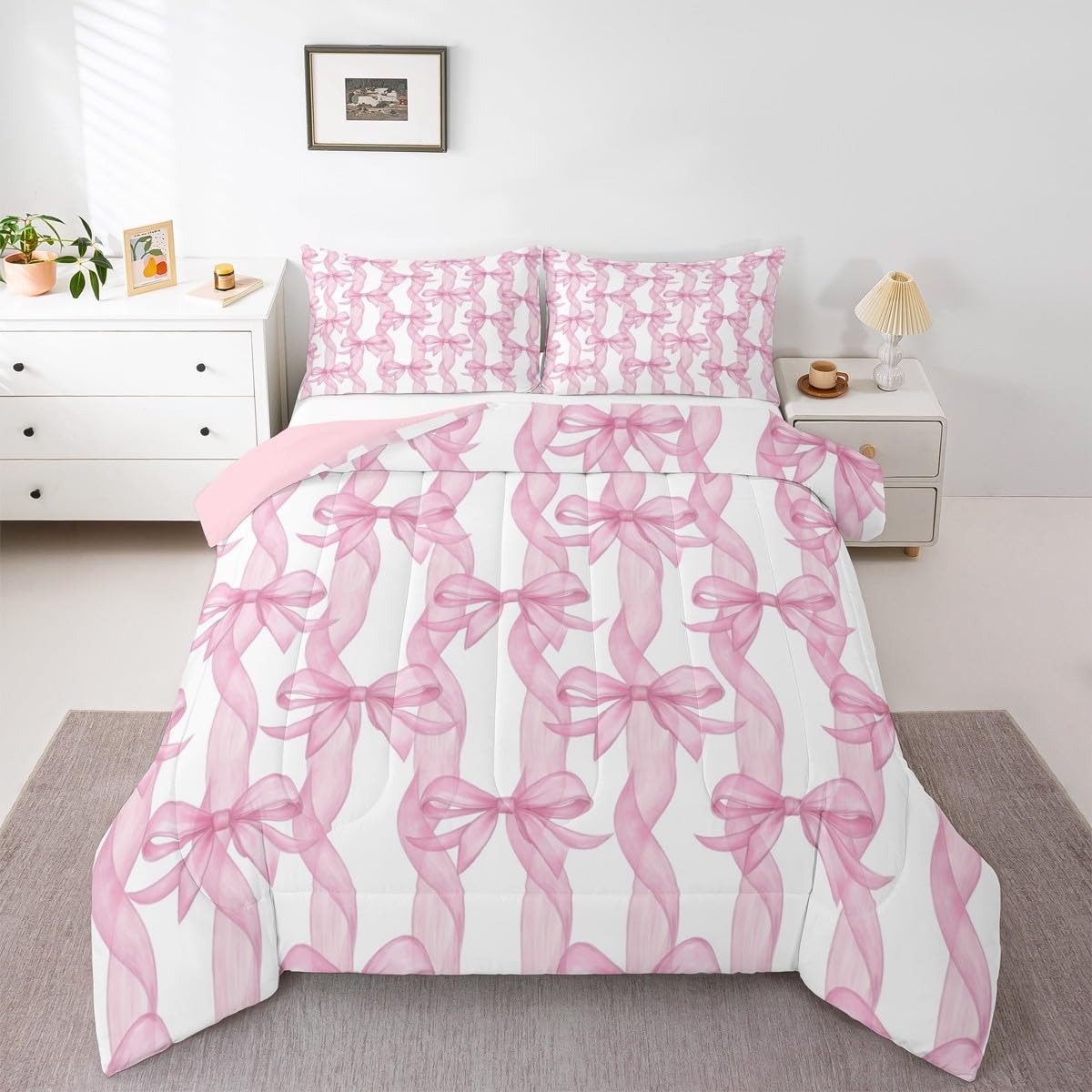 Dreamy Sweet Princess Style Quilt Set Reversible Duvet Insert, 2 Pillowcases