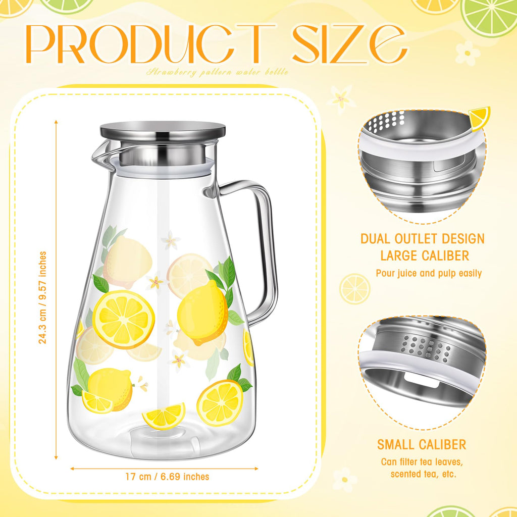 Glass Pitcher with Lid Water Pitcher with Handles Hot and Cold Resistant