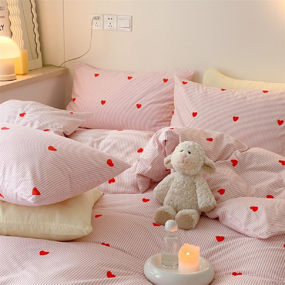 Duvet Cover Printed Bedding Set 3Pcs Girls Kawaii Pattern Comforter Cover with Zipper Closure Soft Breathable Microfiber