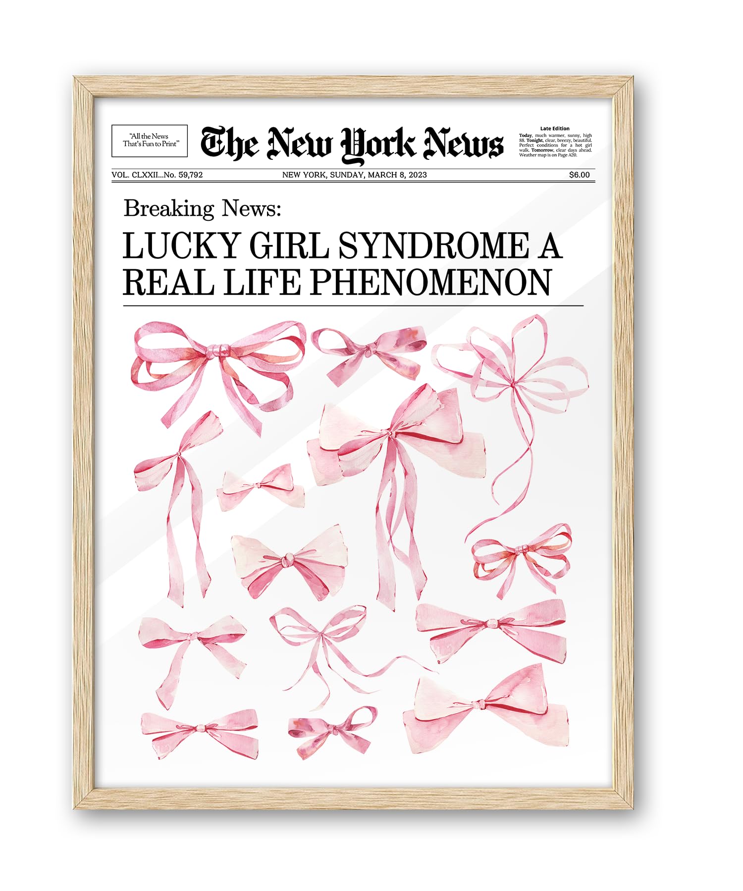 Trendy Retro Newspaper Headline Framed Wall Art, Poster Vintage Canvas Print