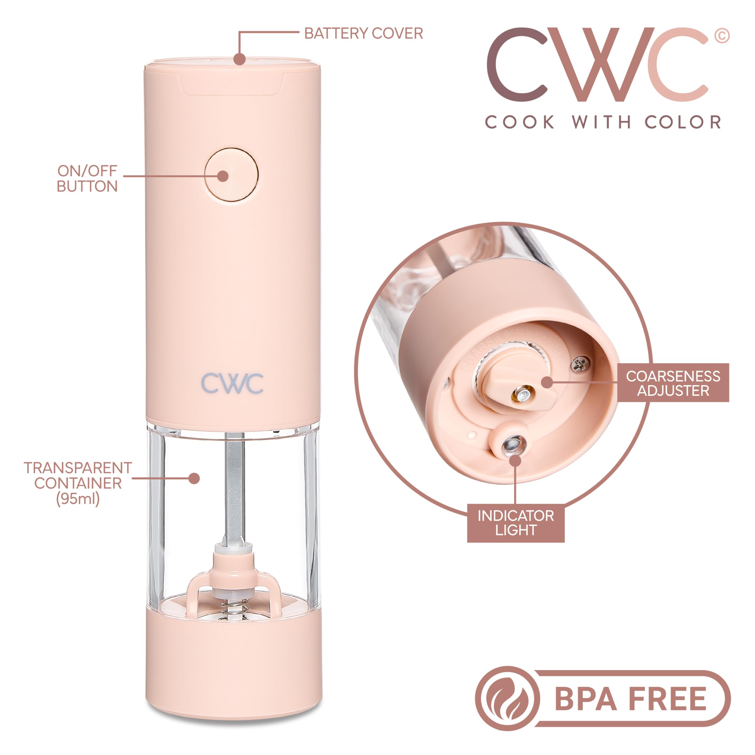 Electric Pepper & Salt Shaker Set of 2 Grinders