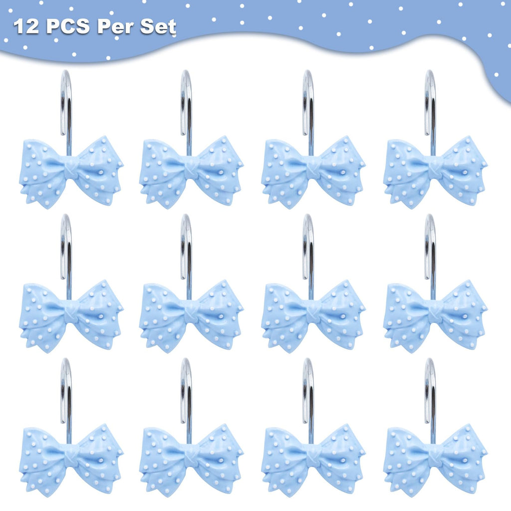 Decorative l Cute Bow Knot Polka Dots Shower Curtain Rings Decor Resin 12 Pcs