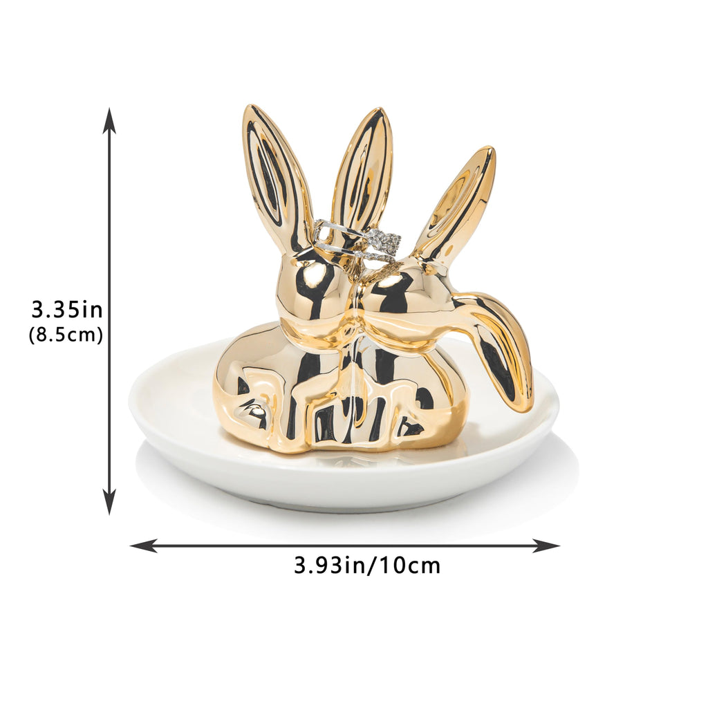 Ceramic Bunny Ring Holder - Rabbit Ring Dish Jewelry Holder Dish Trinket tray for Rings Earrings Necklace Organizer