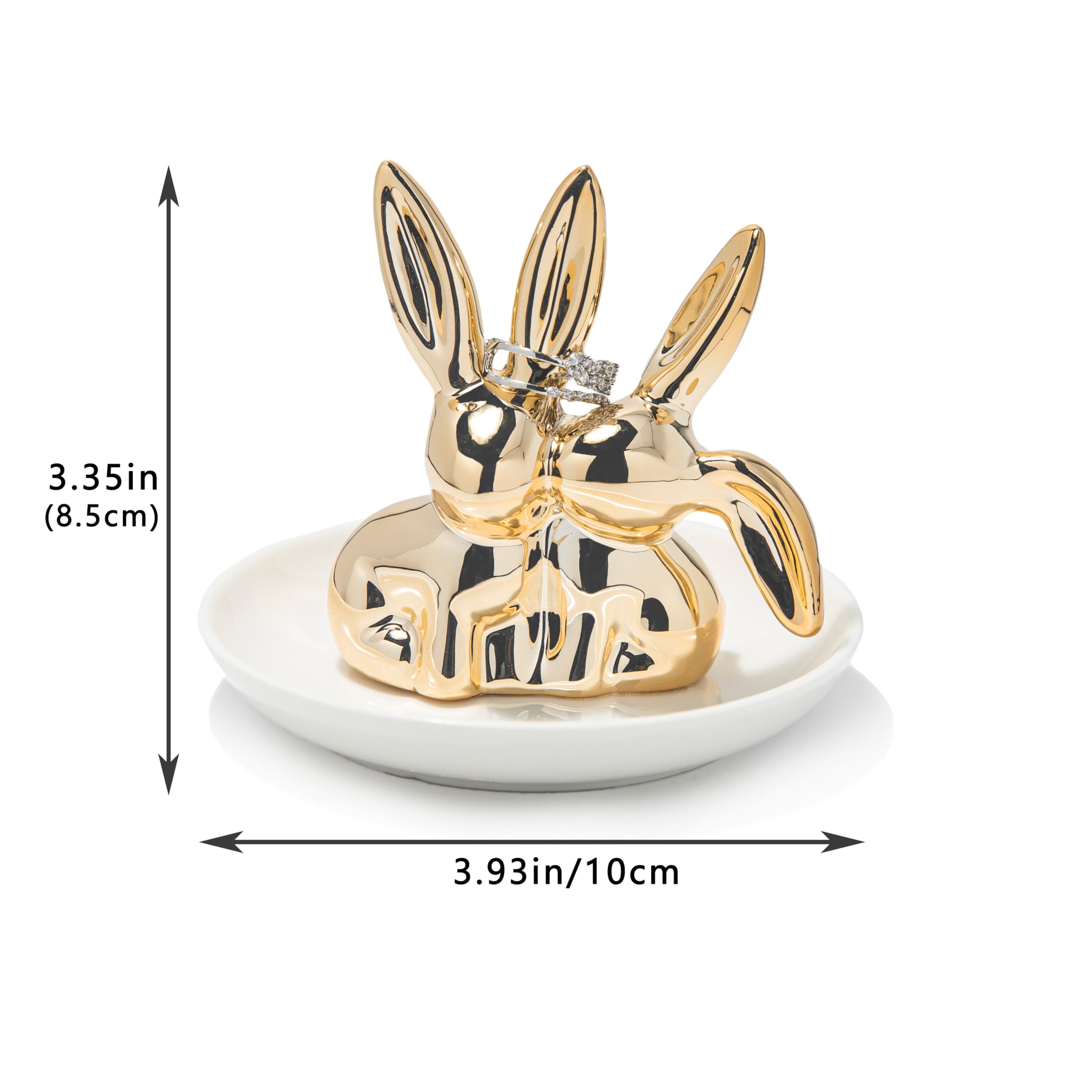 Ceramic Bunny Ring Holder - Rabbit Ring Dish Jewelry Holder Dish Trinket tray for Rings Earrings Necklace Organizer