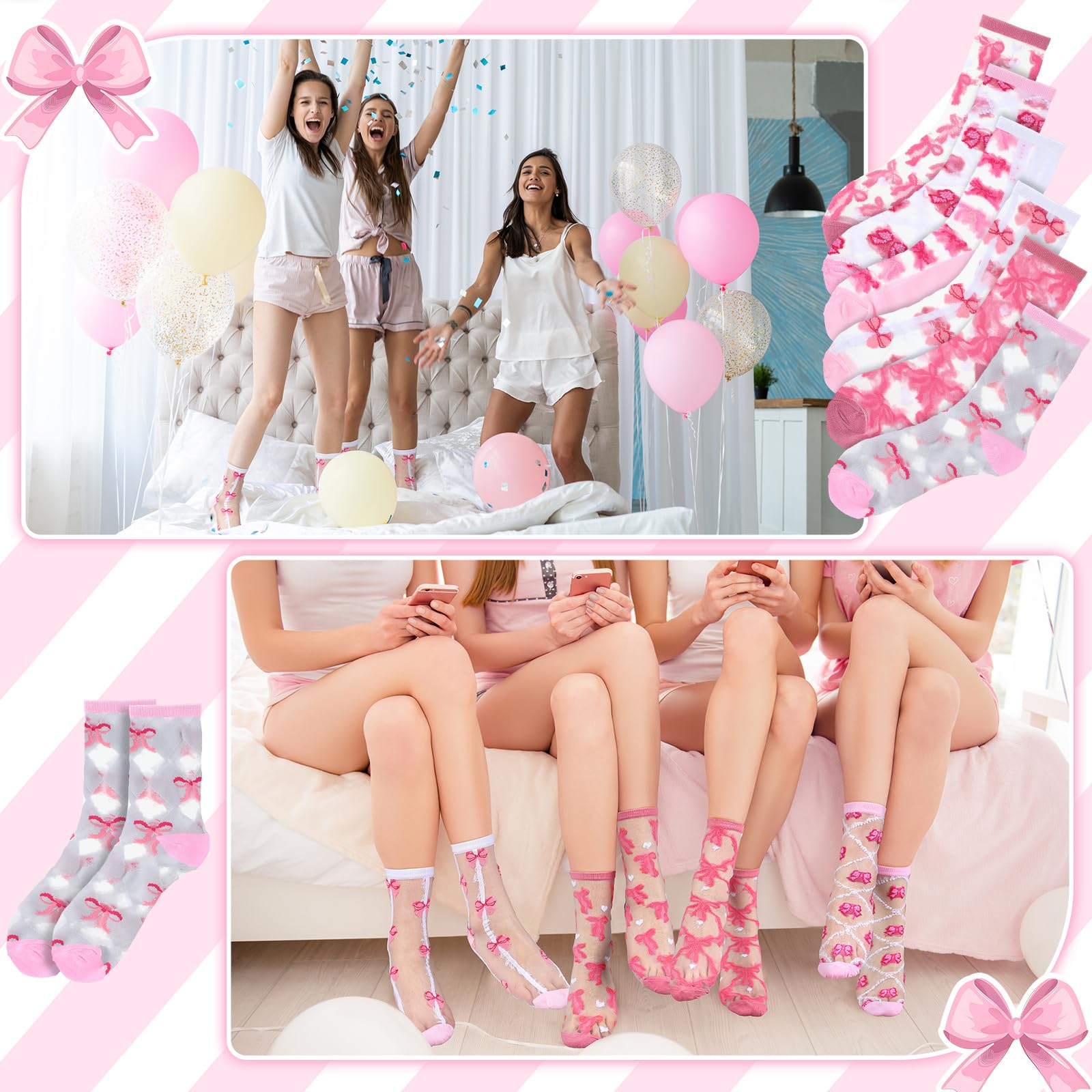 Coquette Pink Bow Socks Women's