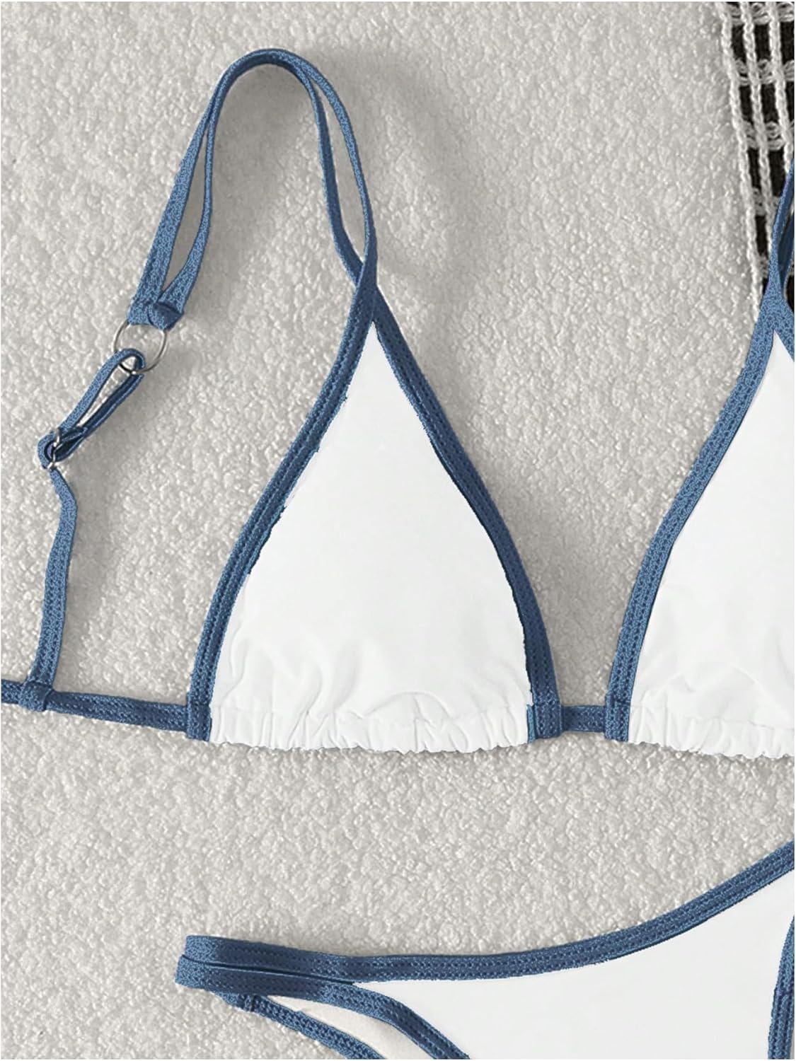 Women's Bathing Suit Contrast Binding Triangle Bikini Set 2 Piece Swimsuit