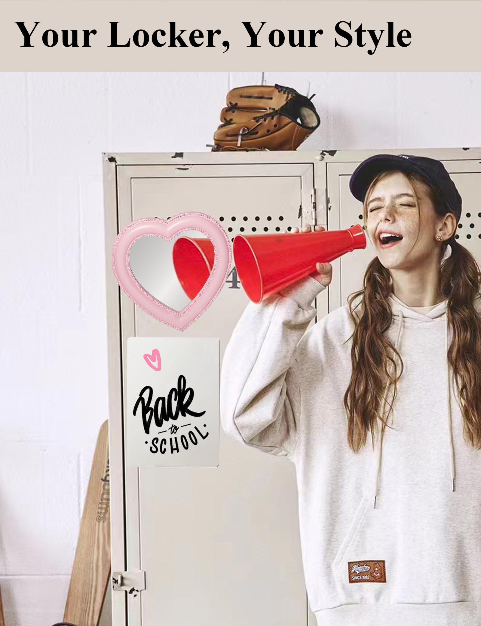 Heart Magnetic Locker Mirror, 6.9"x7.3"