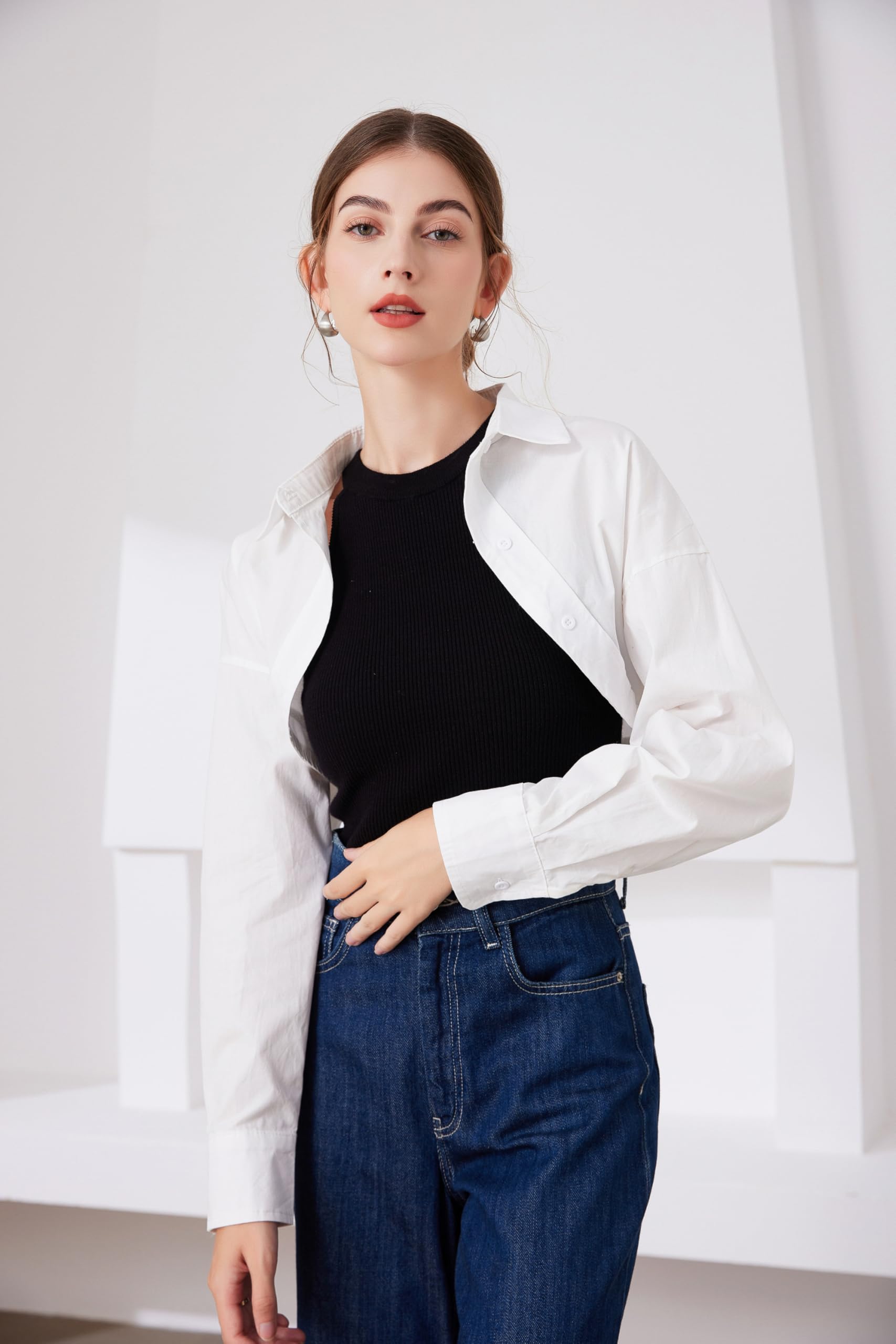 Fake Collar Long Sleeves Detachable Blouse False Collar Half Shirt Blouse Collar