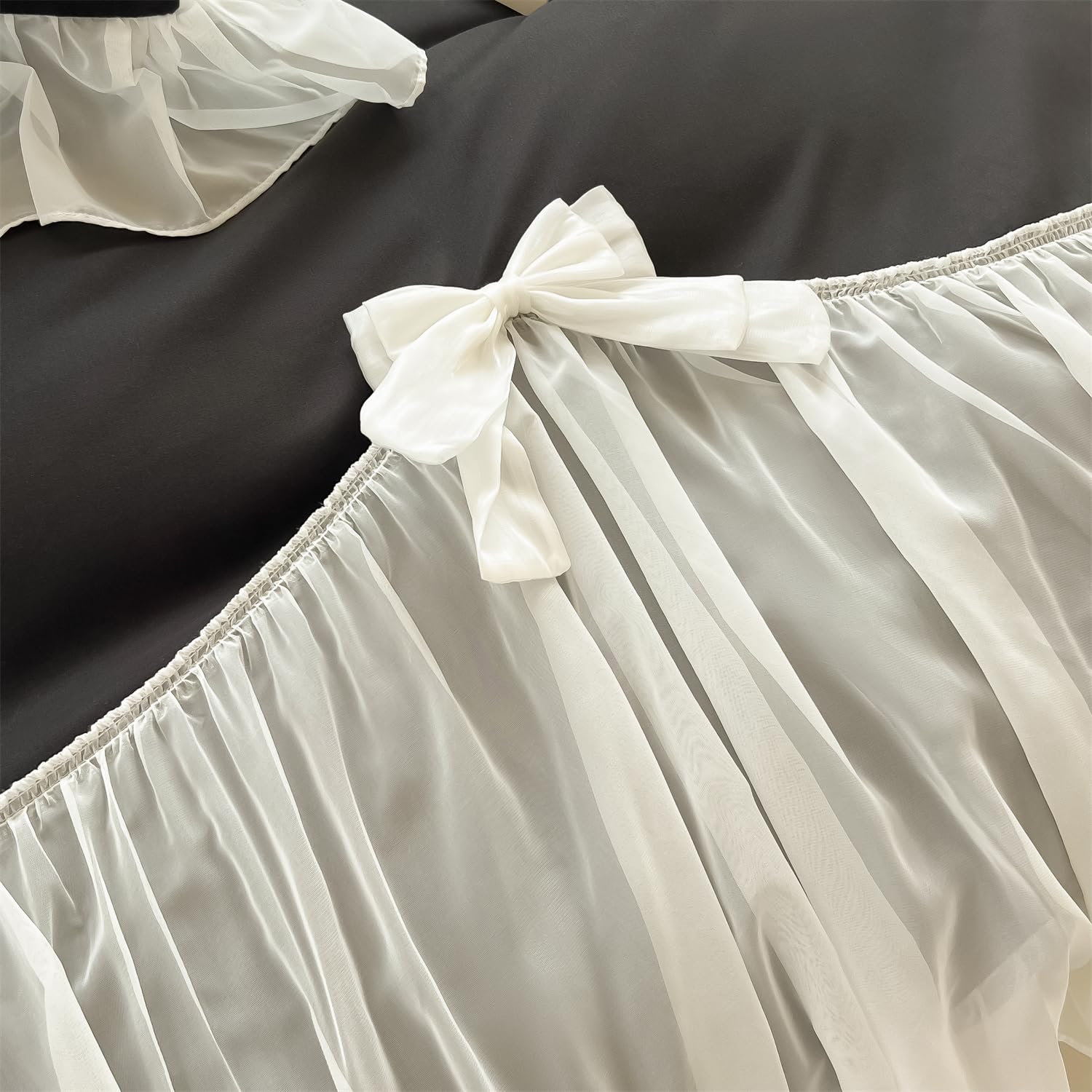 Girls Lace Bedding,Queen Comforter Cover Set, Chic Ruffled Duvet Cover with Lovely Bow,Princess Style 1 Duvet Cover with 2 Pillowcases, No Comforter-Hot Pink,Full Size