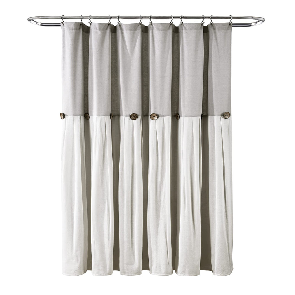 Lush Decor Linen Button Shower Curtain, 72" W x 72" L, Fabric Shower Curtains