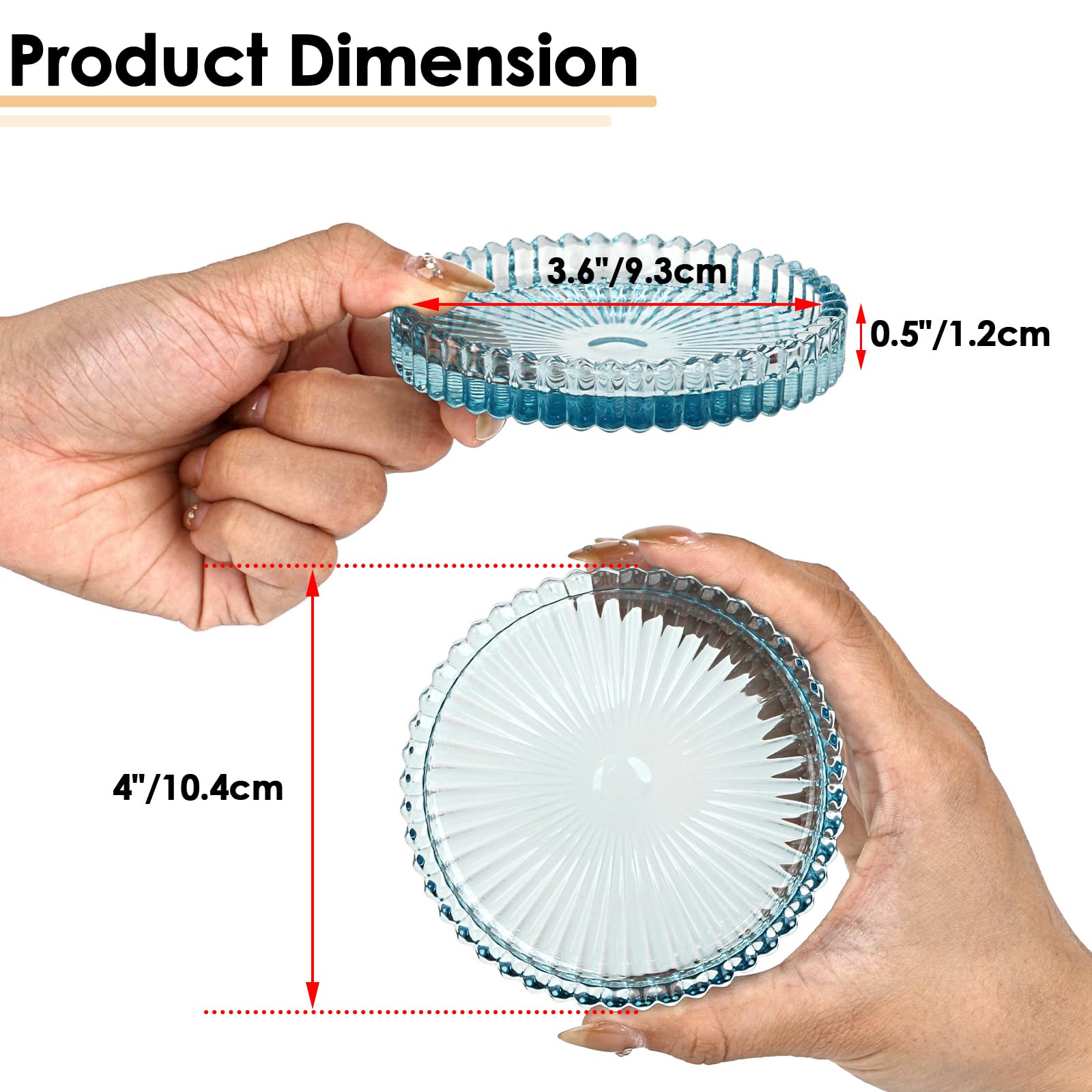 Modern Clear Coaster Set of 8- Glass Coasters for Drinks Crystal Coasters Round Cup Coasters