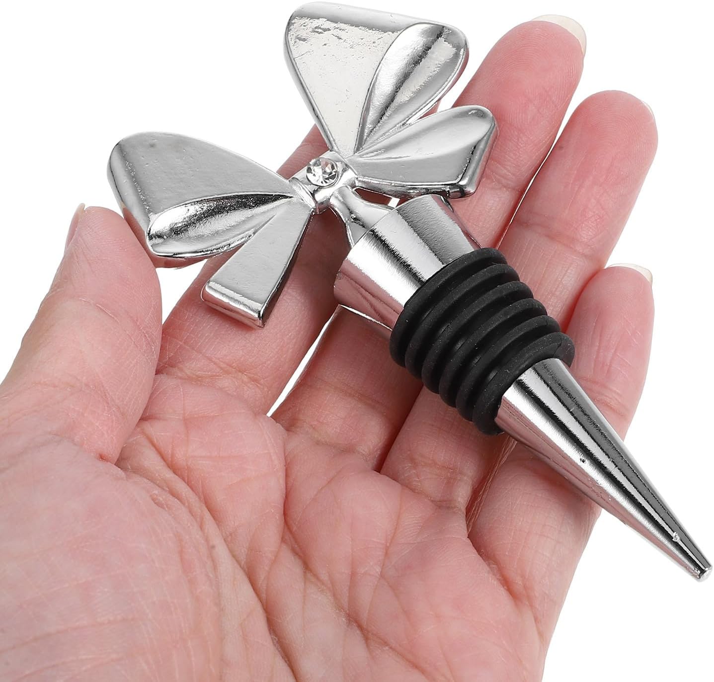 Cute Bow Tie Bottle Stopper, Alloy Silicone Wine Stopper, Reusable Beverage Bottle Stopper, 15-20mm
