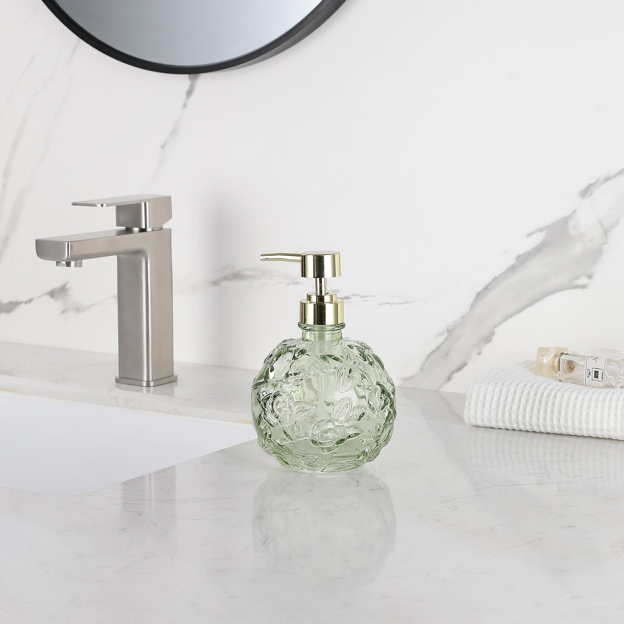 Glass Soap Pump Dispenser, Refillable Soap Dispenser