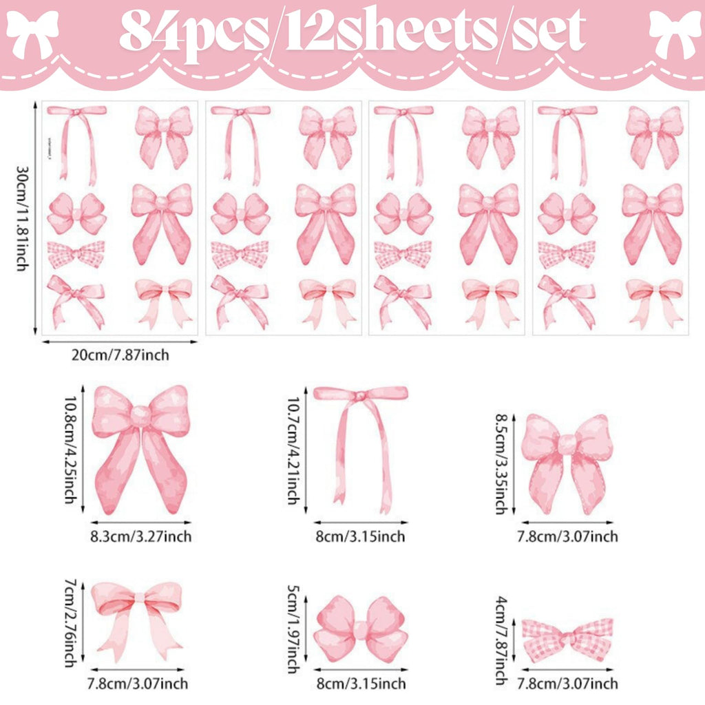 Stickers Peel and Stick Coquette Pink Decals 12 Sheets
