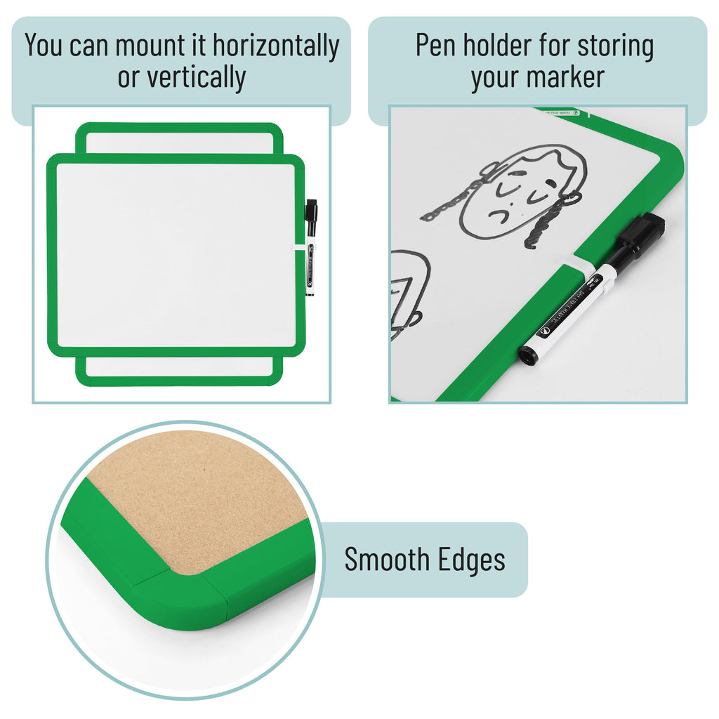 Dry Erase Board, 14â€?x 11â€?with a Black Dry Erase Marker Color Frame, Small White Board Dry Erase Whiteboard