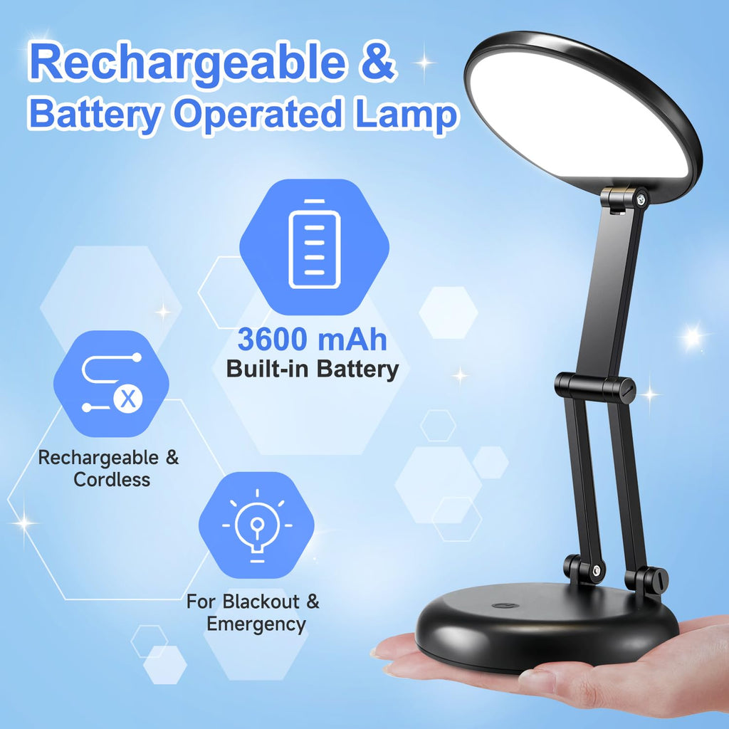 Folding and Portable Desk Lamp, Rechargeable with 9 Brightness Levels