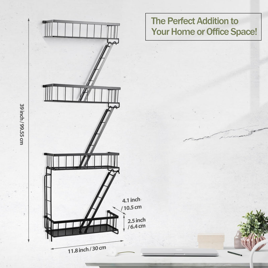 Fire Escape Shelf - Wall Decor Floating Shelves, Cute Metal Ladder Shelving for Bedroom, Home Decor Display (3-Tier)